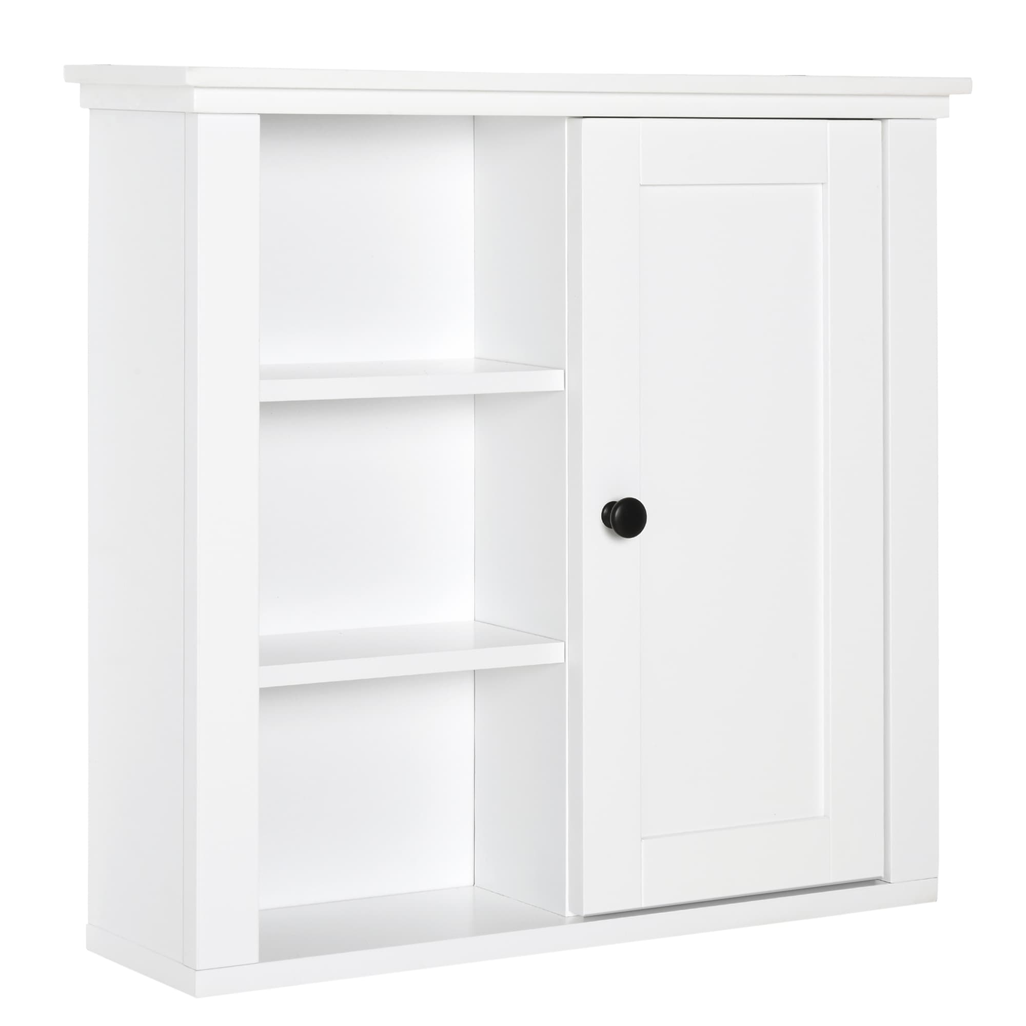 HOMCOM Armoire Murale Salle de Bain Blanche 1 Porte 3 Niches Bois Élégante 53Lx14,5lx50,5H cm Aosom France