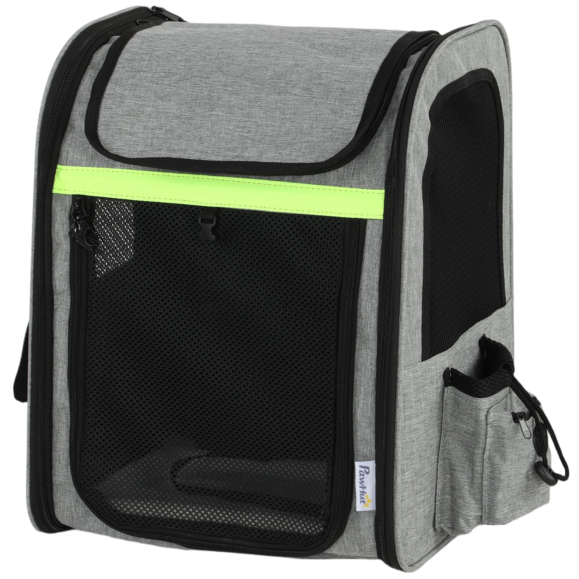 PawHut Caisson de transport extensible pour chien avec 5 poches et bande réfléchissante pour chiens jusqu'à 10 kg 33,5x28x42cm Gris clair