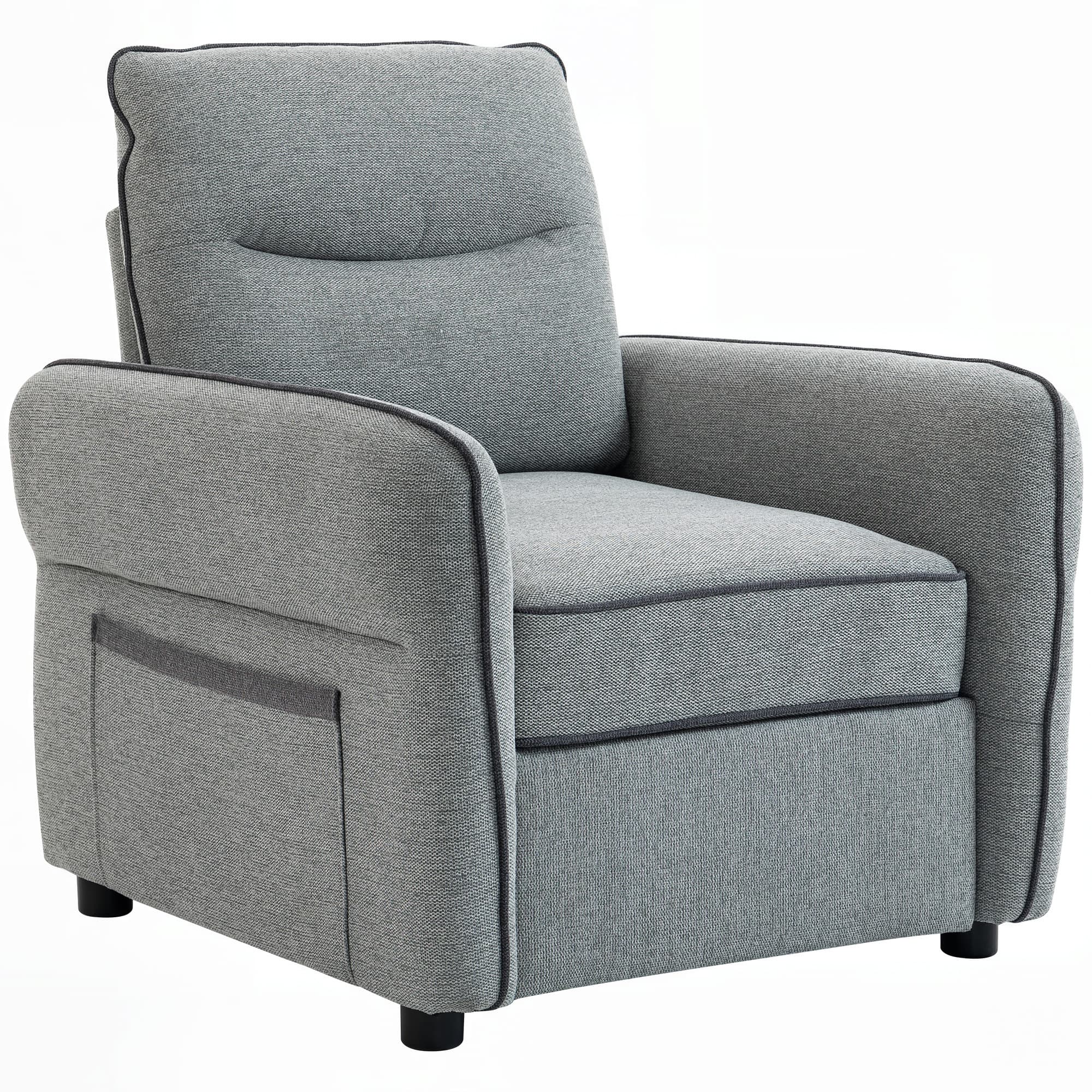 HOMCOM Canapé 1 place, canapé de salon en velours égyptien, poche latérale, 80 x 81 x 90 cm, gris