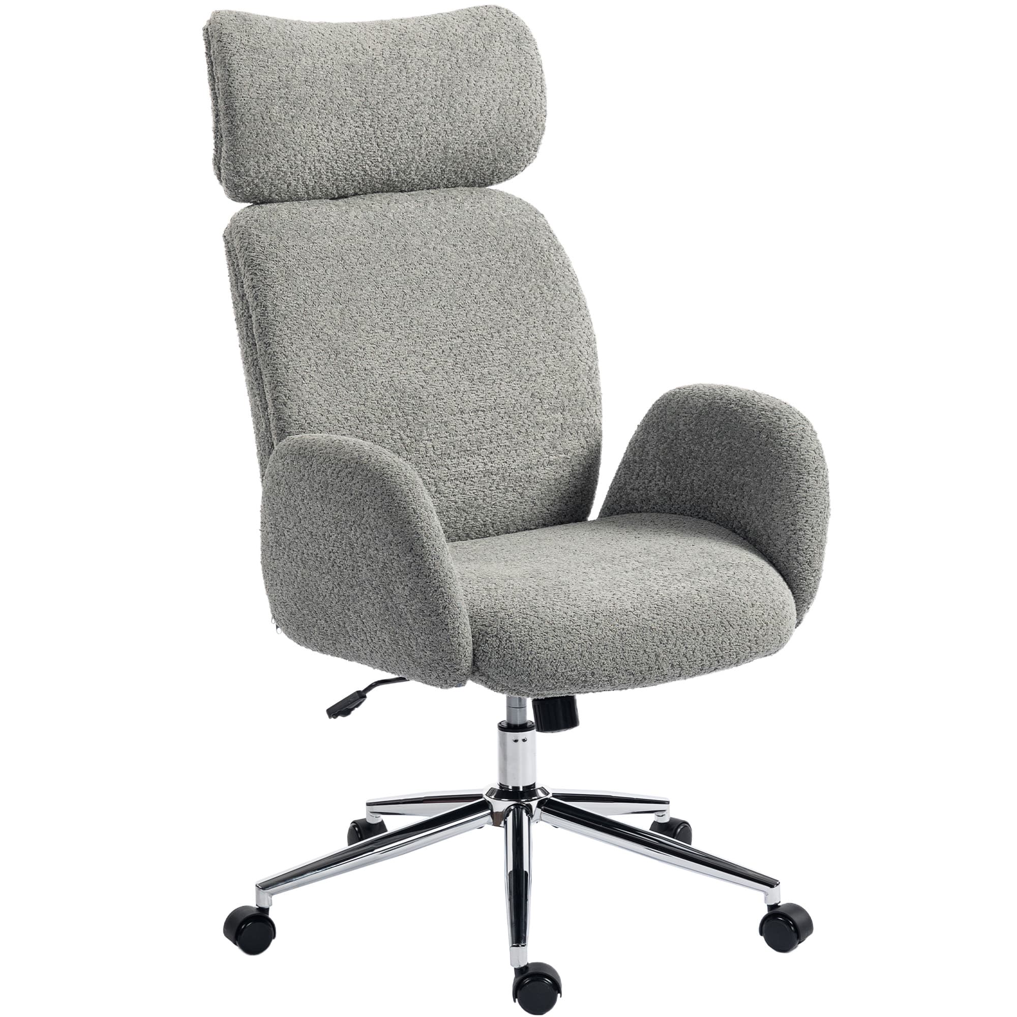 HOMCOM Fauteuil de bureau avec appuie-tête réglable, chaise de bureau ergonomique, fonction basculante, réglable en hauteur, gris foncé