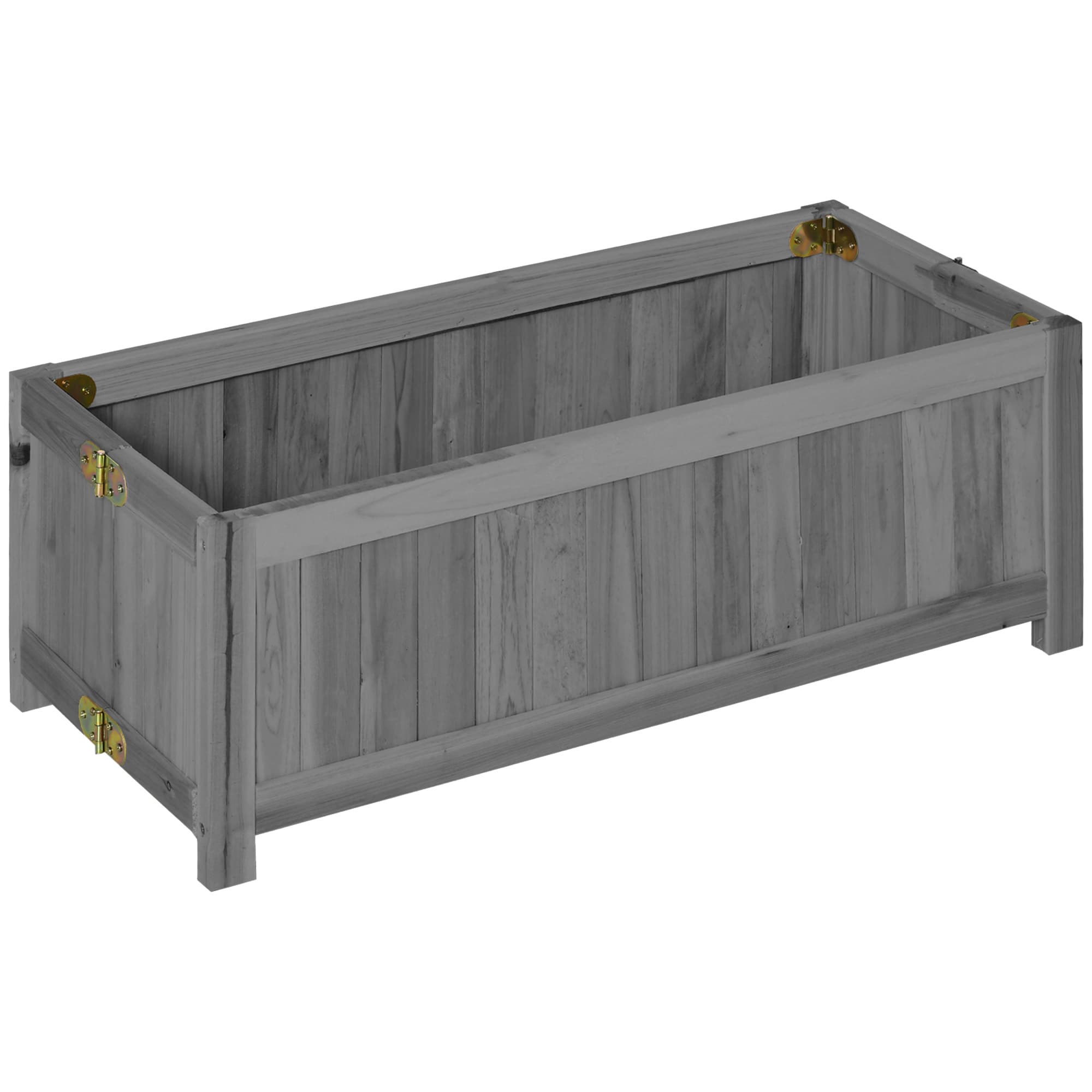 Outsunny Carré Potager de jardin pliable en Bois massif, Jardinière Surélevé 70 x 30 x 25 cm pour Jardin Balcon Terrasse gris