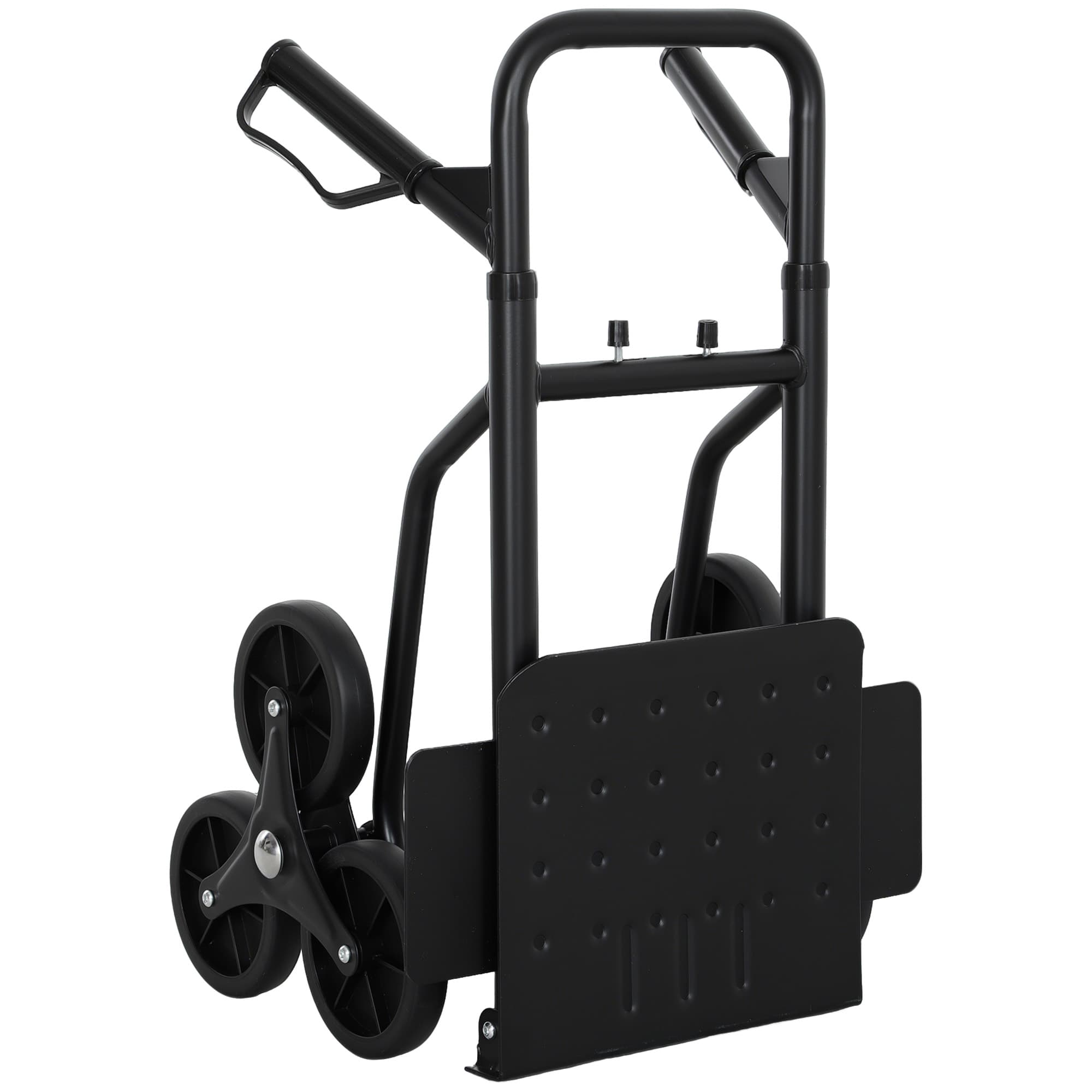 DURHAND Diable d'escalier pliable 120 kg 6 roues, diable demenagement en acier avec cordes télescopiques, 44x38x106,5cm, noir