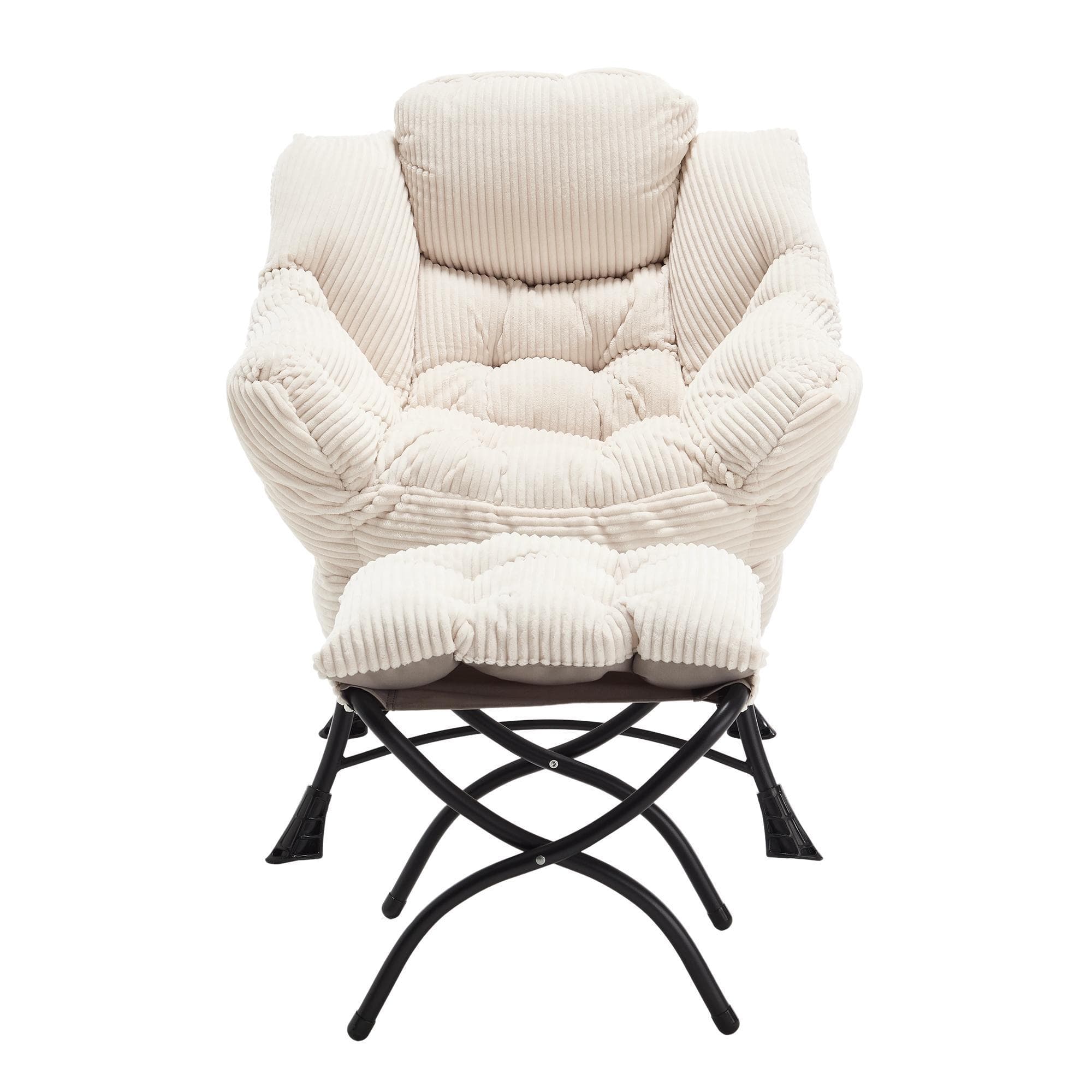 Fauteuil lounge avec pouf, accoudoirs et une poche latérale, revêtement en flanelle, 69,9x64,0x95,0 cm, Blanc Aosom FR