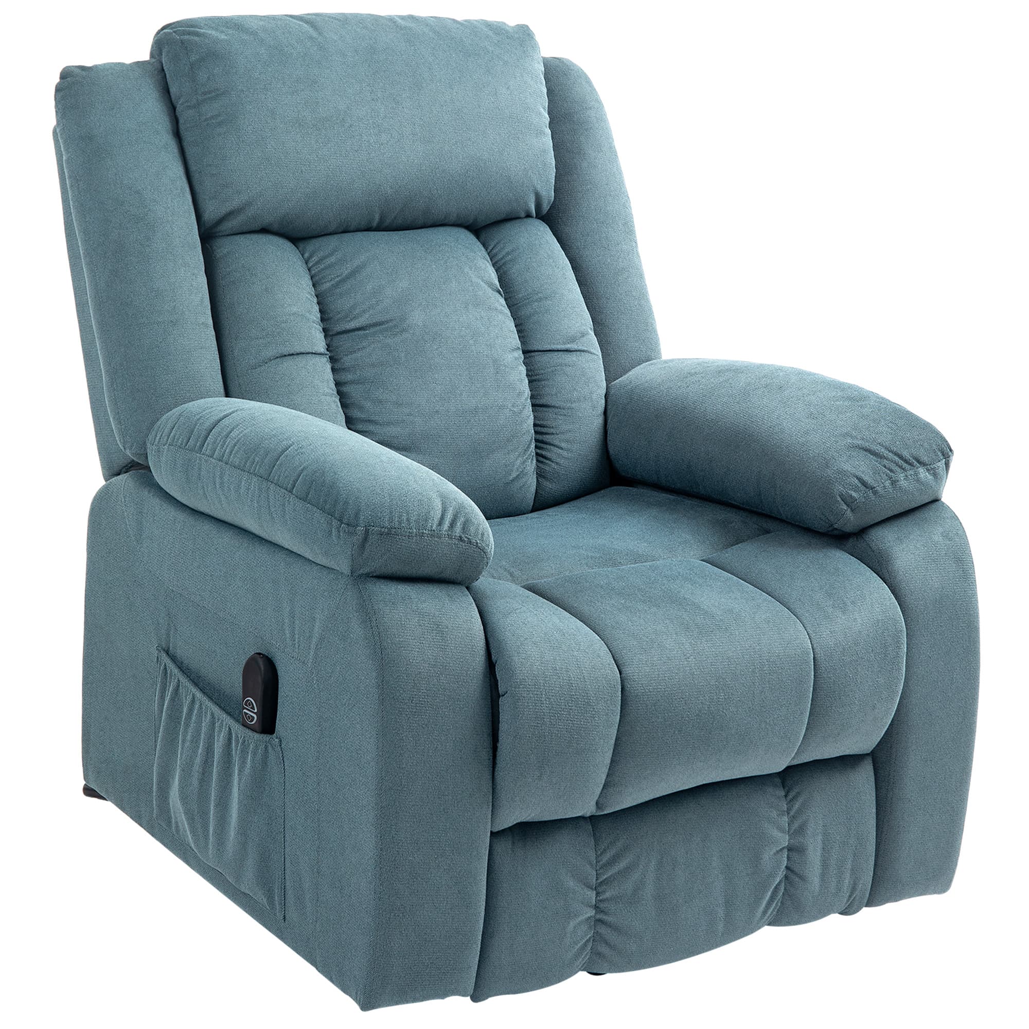 HOMCOM Fauteuil releveur avec revêtement doux, fauteuil relax avec télécommande et poches latérales, bleu