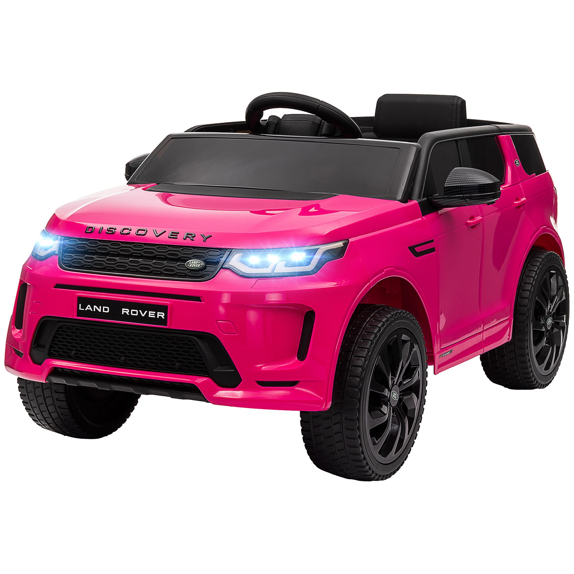 AIYAPLAY Voiture Électrique Enfants sous Licence Land Rover Discovery avec Phares, Klaxon et Ceinture, en Plastique et Métal,106x65.5x51 cm, Rose