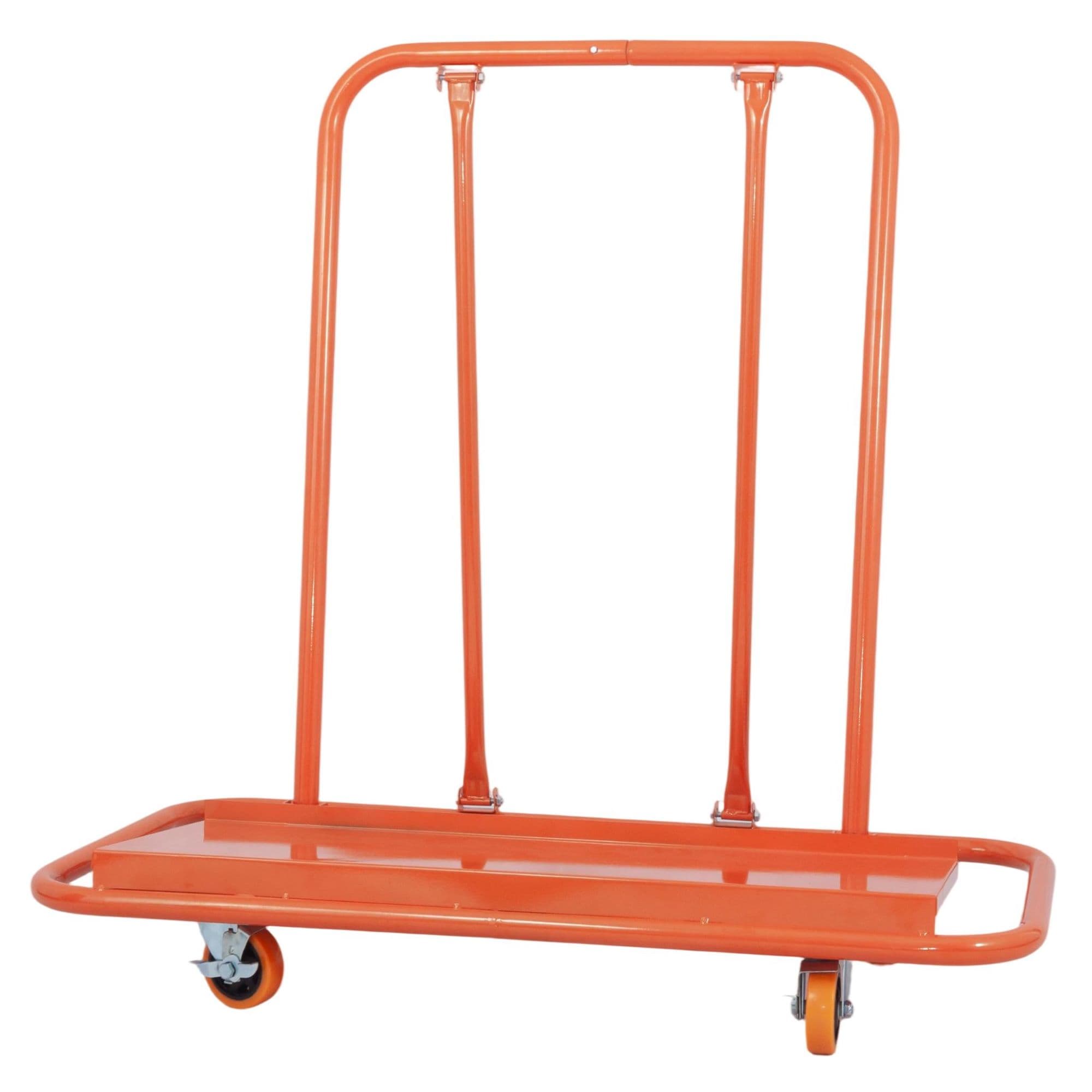 Chariot pour plaques de plâtre, châssis en acier, roulettes pivotantes avec freins, 116x57x114 cm, Orange Aosom France