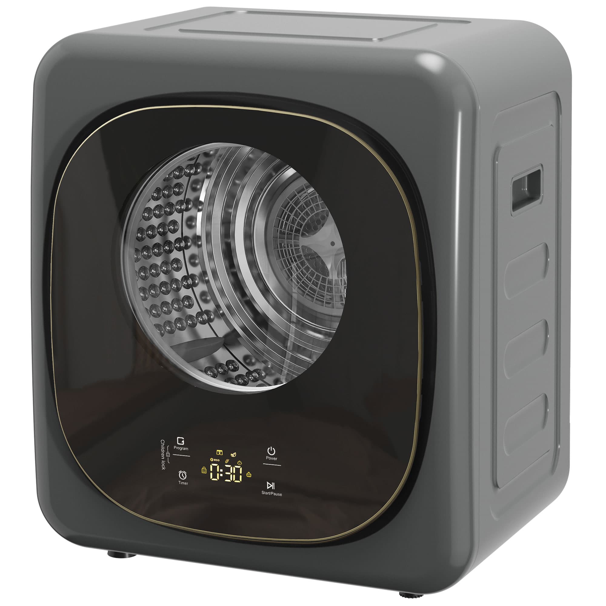 HOMCOM Sèche-linge 4 kg, design compact, 5 modes, minuterie, Gris+Noir