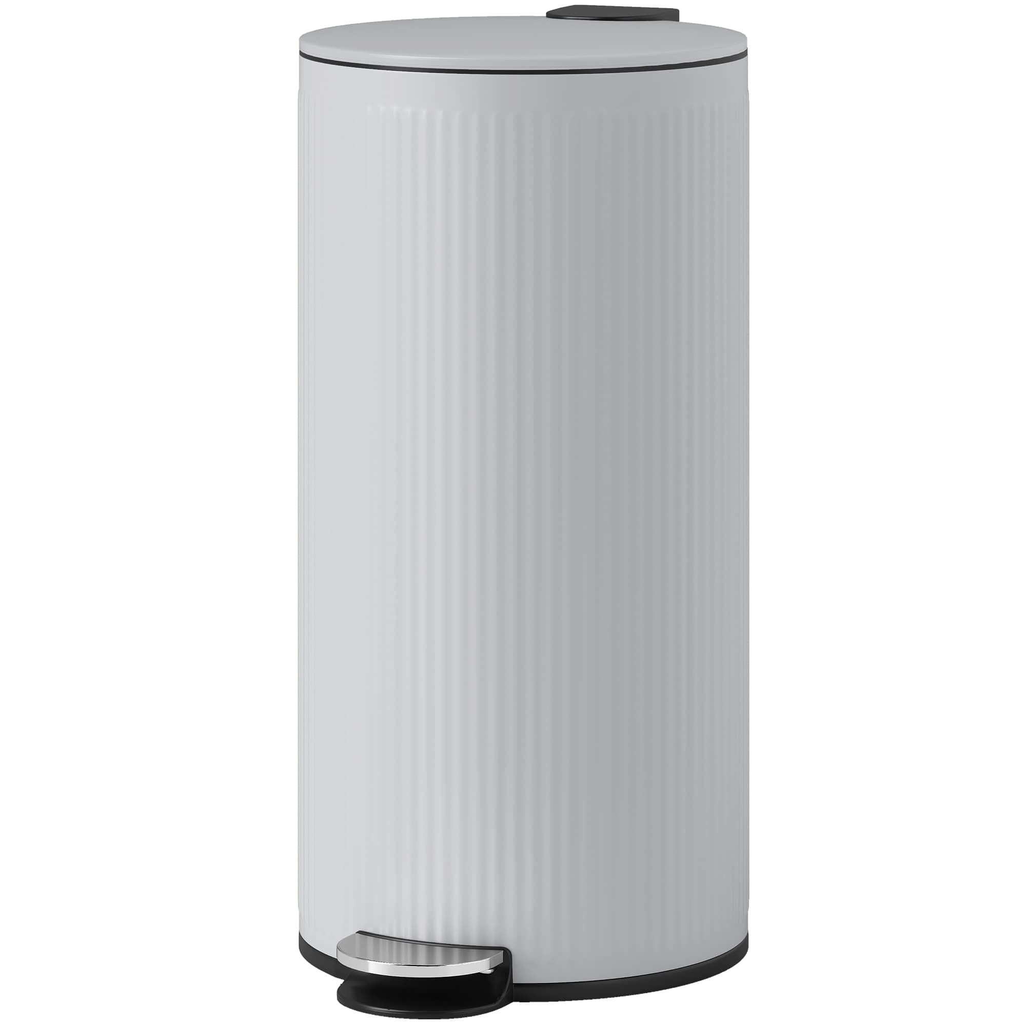 HOMCOM Poubelle cuisine 30L, poubelle à pédale avec seau intérieur amovible, couvercle à fermeture douce, 36x30x60,5cm, gris