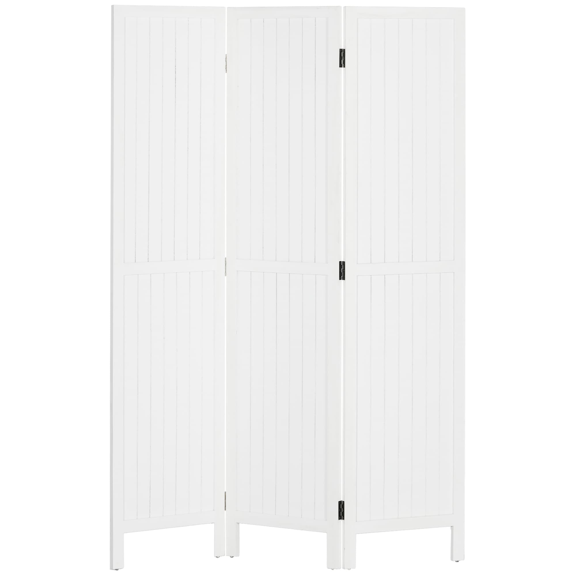 HOMCOM Paravent en bois séparateur de pièce closion intérieur pliable 3 panneaux en bois 120 x 170 cm blanc
