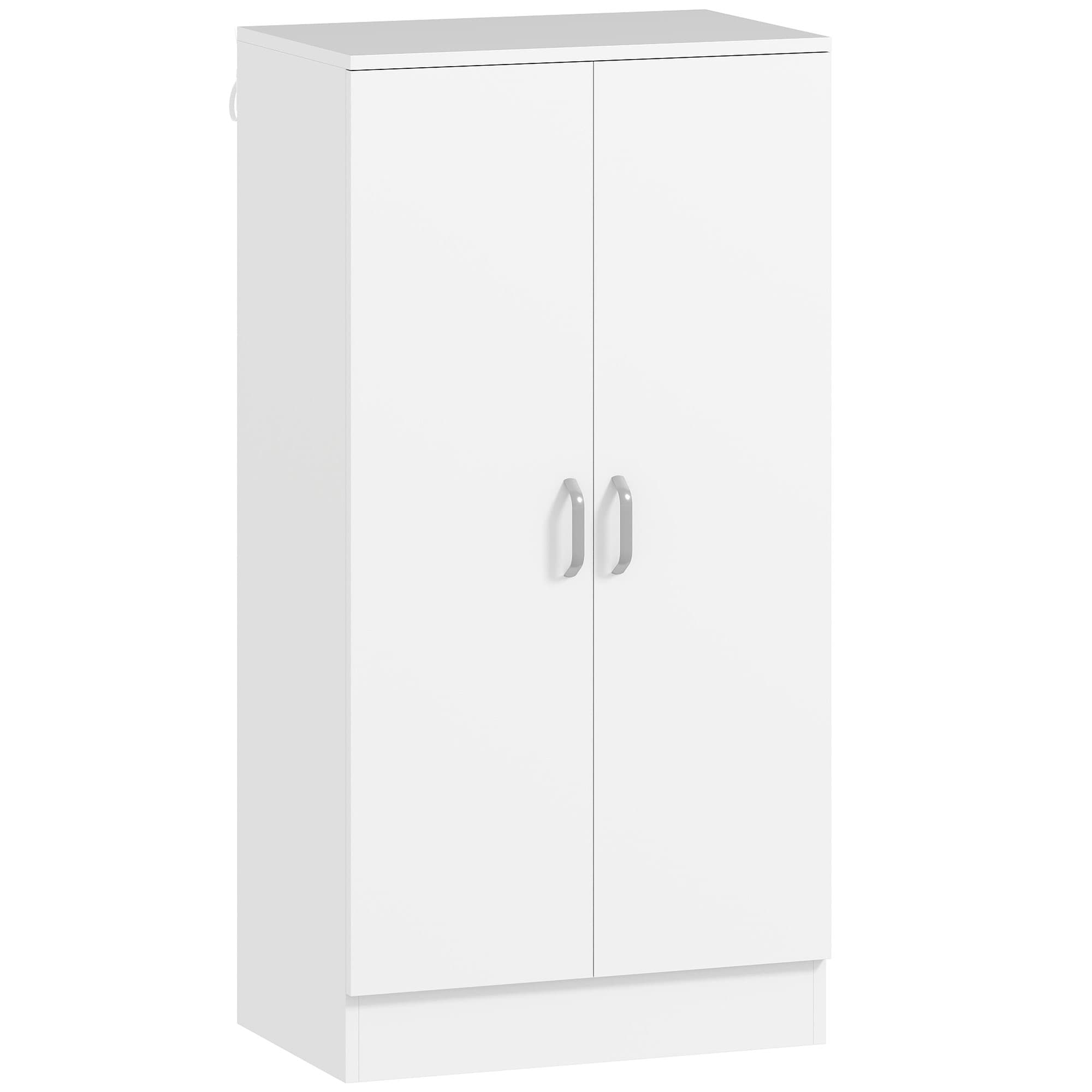 HOMCOM Meuble à chaussures 14 paires armoire à chaussures 7 niveaux avec 6 étagères réglables 2 portes à fermeture douce blanc