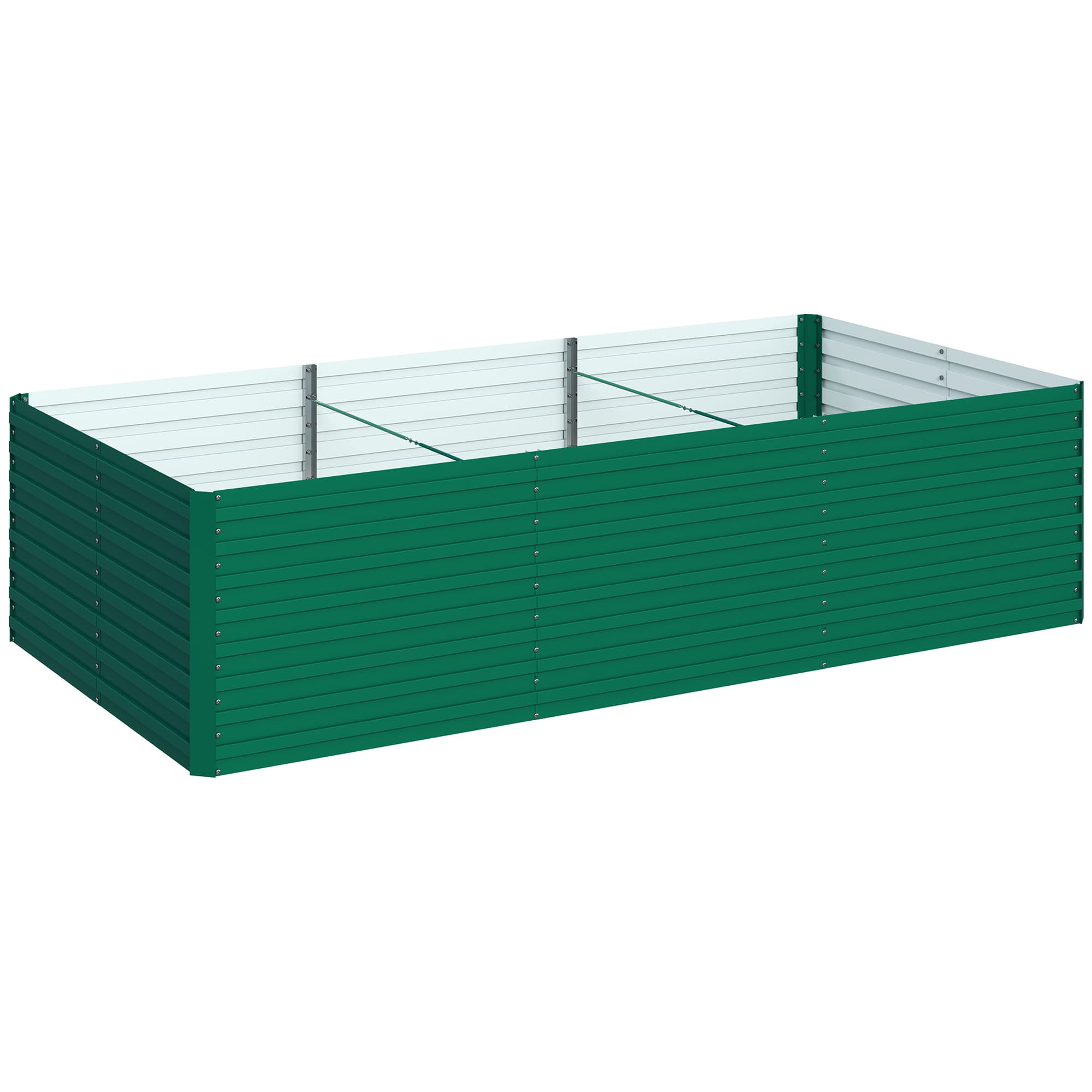 Outsunny Jardinière extérieure, carré potager de jardin rectangulaire bordure de sécurité et fond ouvert, 240 x 120 x 60 cm, vert