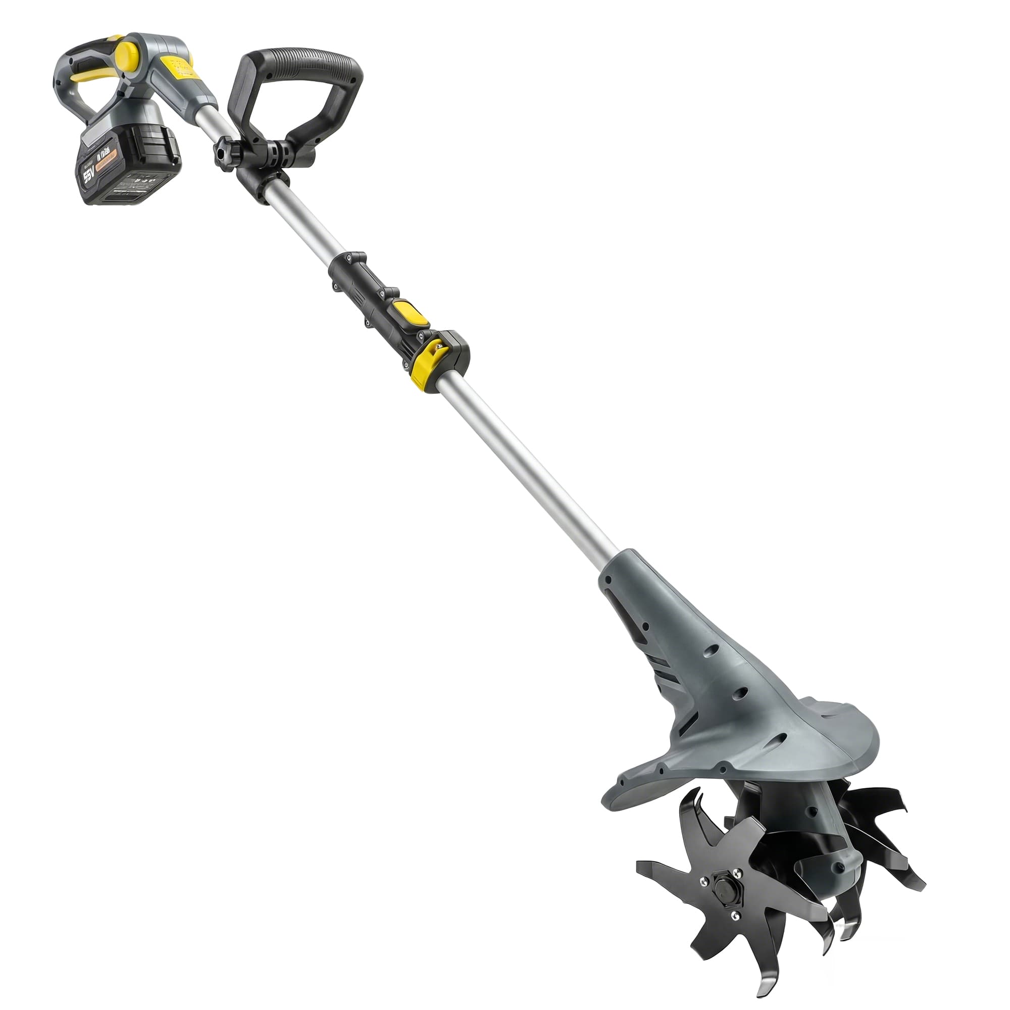 Outsunny Motoculteur sans fil, Rotavator électrique 18V avec 2 batteries 4000mAh, chargeur, largeur de travail 20 cm Gris