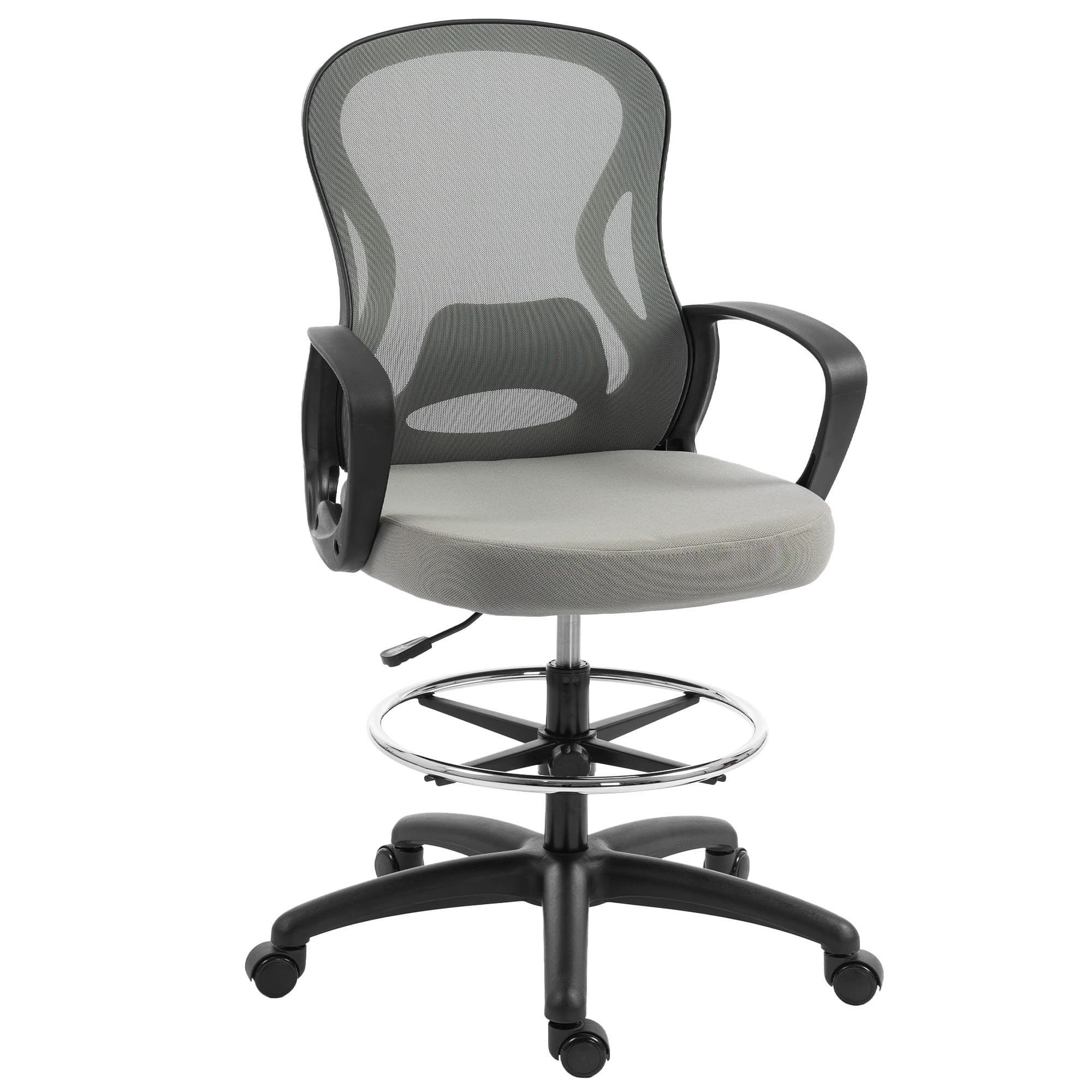 Vinsetto Chaise bureau ergonomique, fauteuil de bureau avec repose-pieds et accoudoirs, en maille, 59 x 65 x 123 cm, Gris