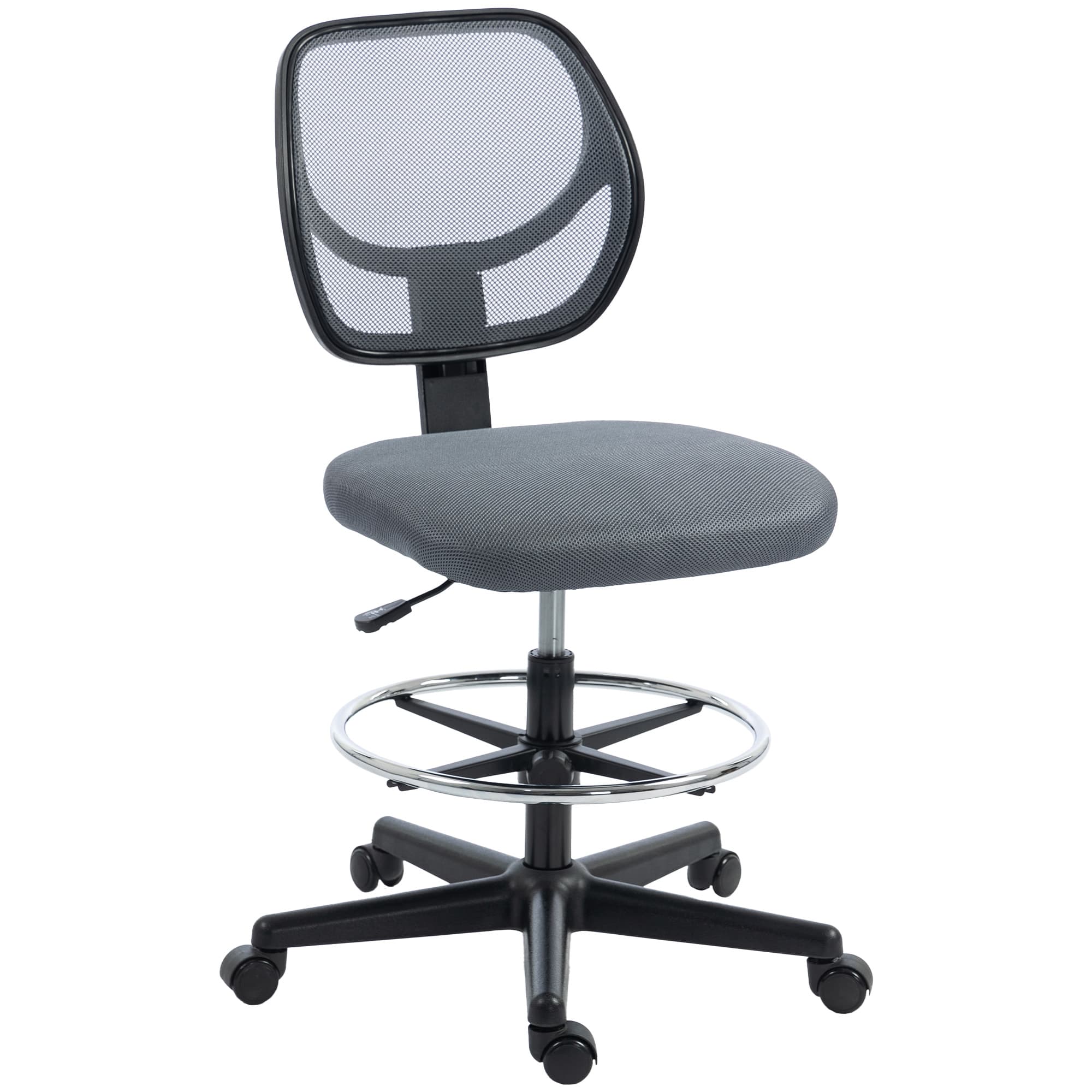 Vinsetto Chaise bureau ergonomique, fauteuil de bureau avec repose-pieds, chaise à dessin en maille, hauteur réglable, gris foncé