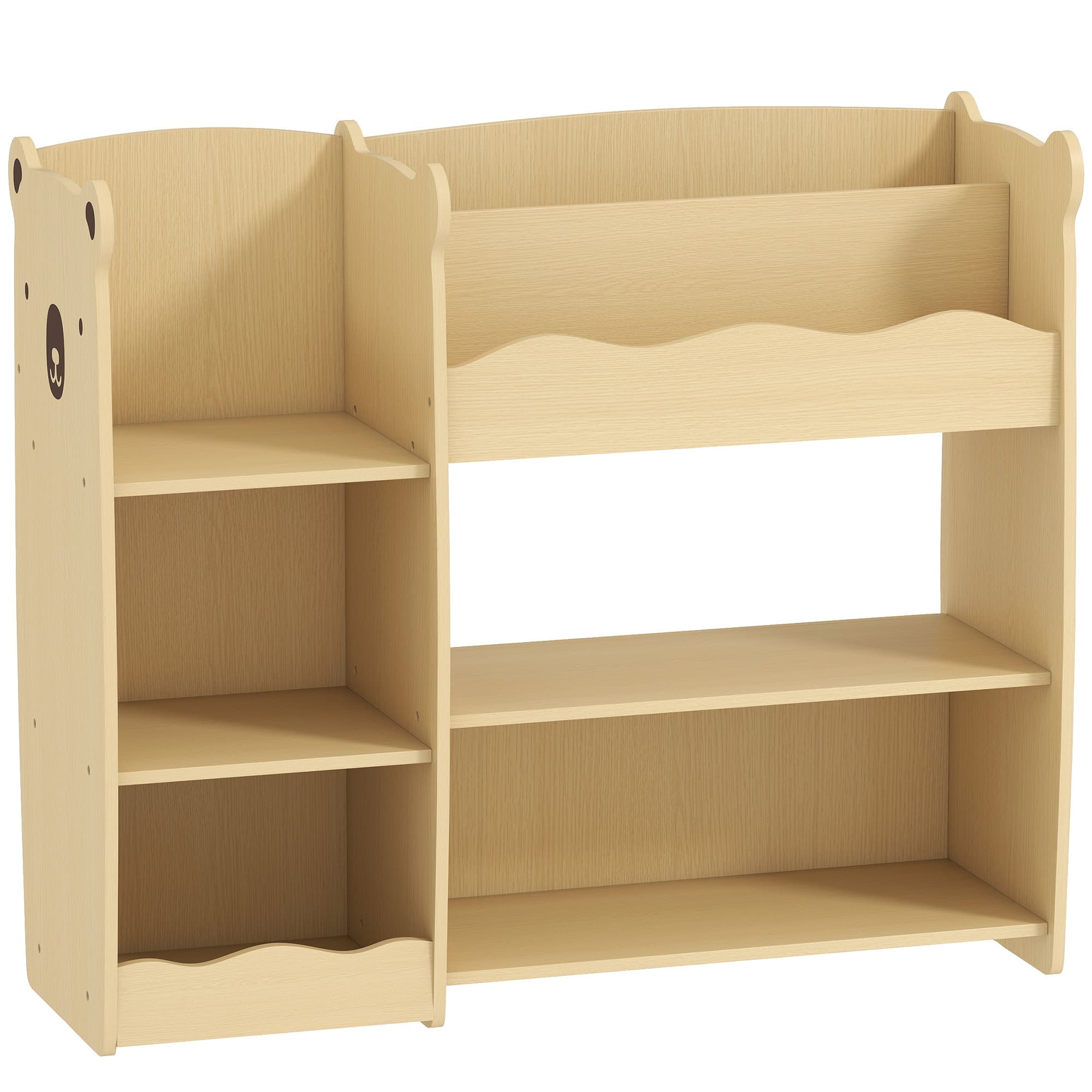 AIYAPLAY Meuble rangement enfant 3 niveaux, étagère de rangement pour jouets enfants avec étagères ouvertes, 92x29x79cm, naturel