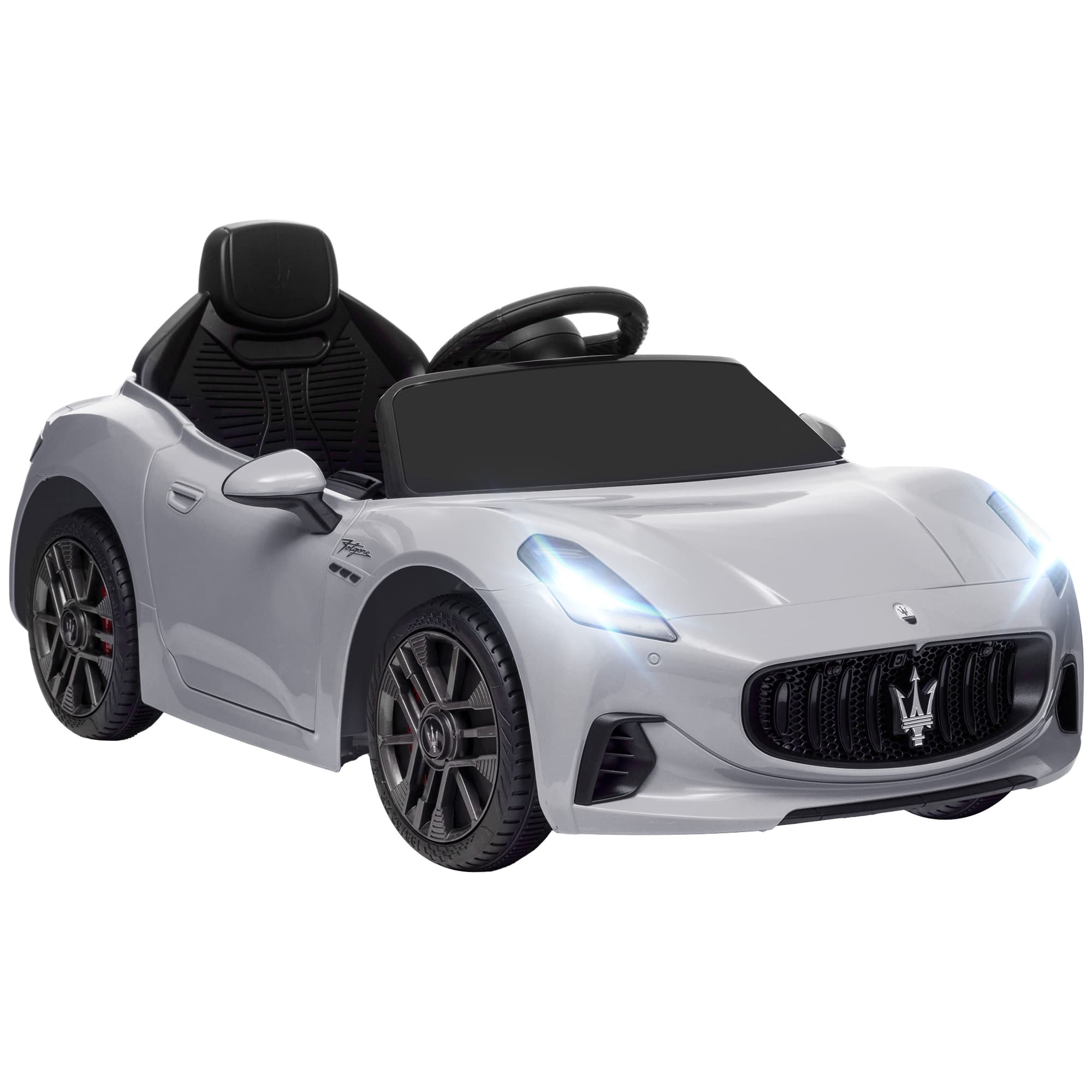 AIYAPLAY Voiture électrique pour enfants sous licence Maserati Gran Turismo Folgore, 12V avec télécommande, de 3 à 5 ans, gris