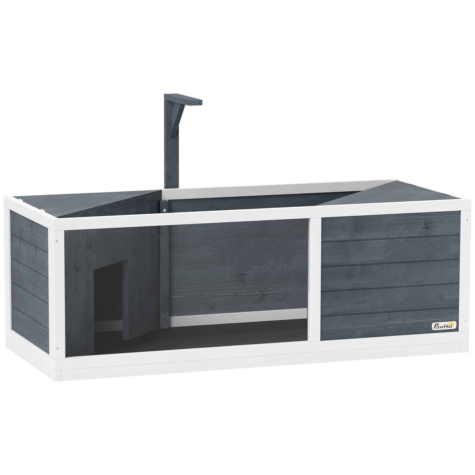 PawHut Maison pour tortues enclos avec toit ouvrant support lampe plateau fenêtre panoramique 120 x 50 x 40 cm gris