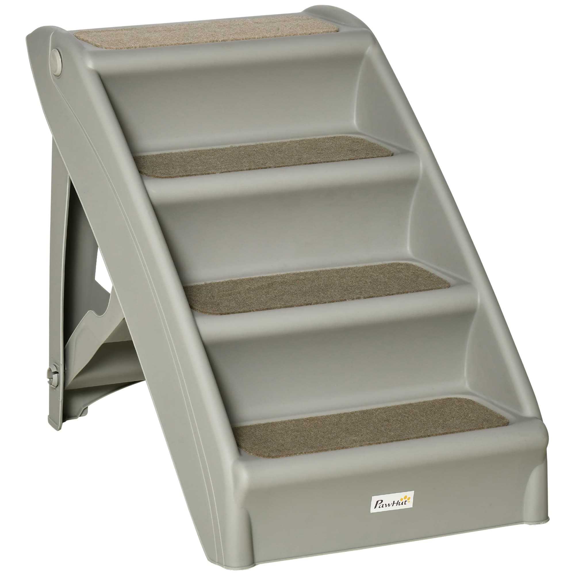 PawHut Escalier pour chien pliant à 4 marches antidérapantes escalier pour animaux en plastique 62 x 38 x 49,5 cm gris