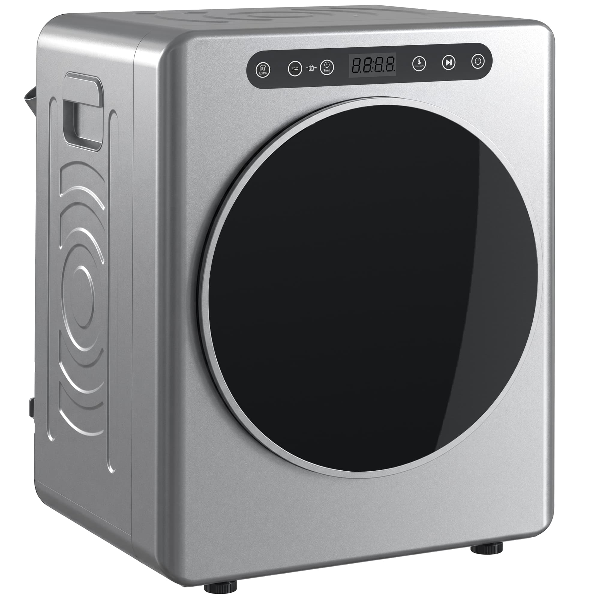 HOMCOM Sèche linge à évacuation, sèche-linge électrique 1000 W 3 Kg, 6 modes de séchage, minuterie, acier inoxydable, argent