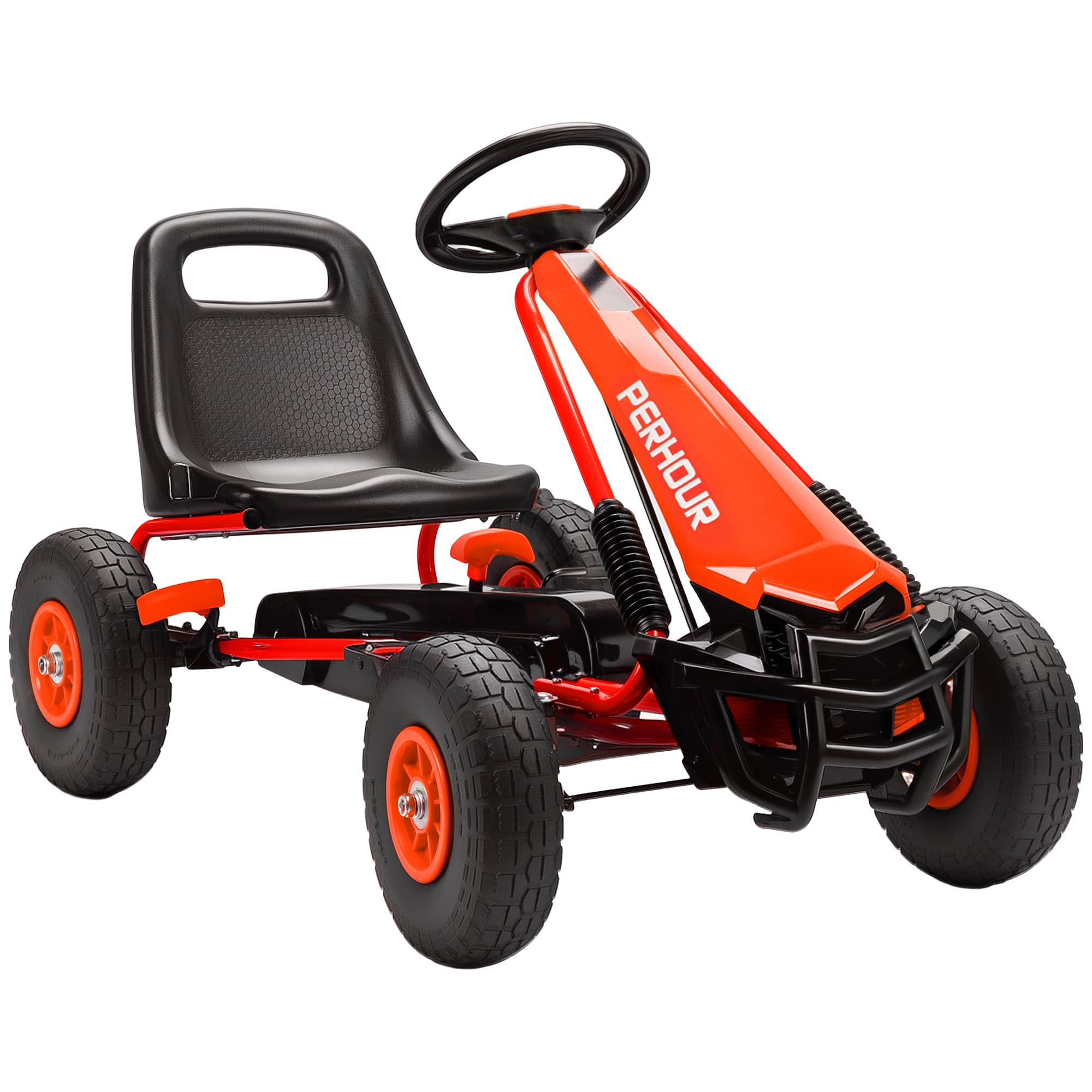 AIYAPLAY Kart à pédales Go-Kart pour enfants siège réglable pneus EVA embrayage manuel et frein 110 x 61 x 62 cm rouge