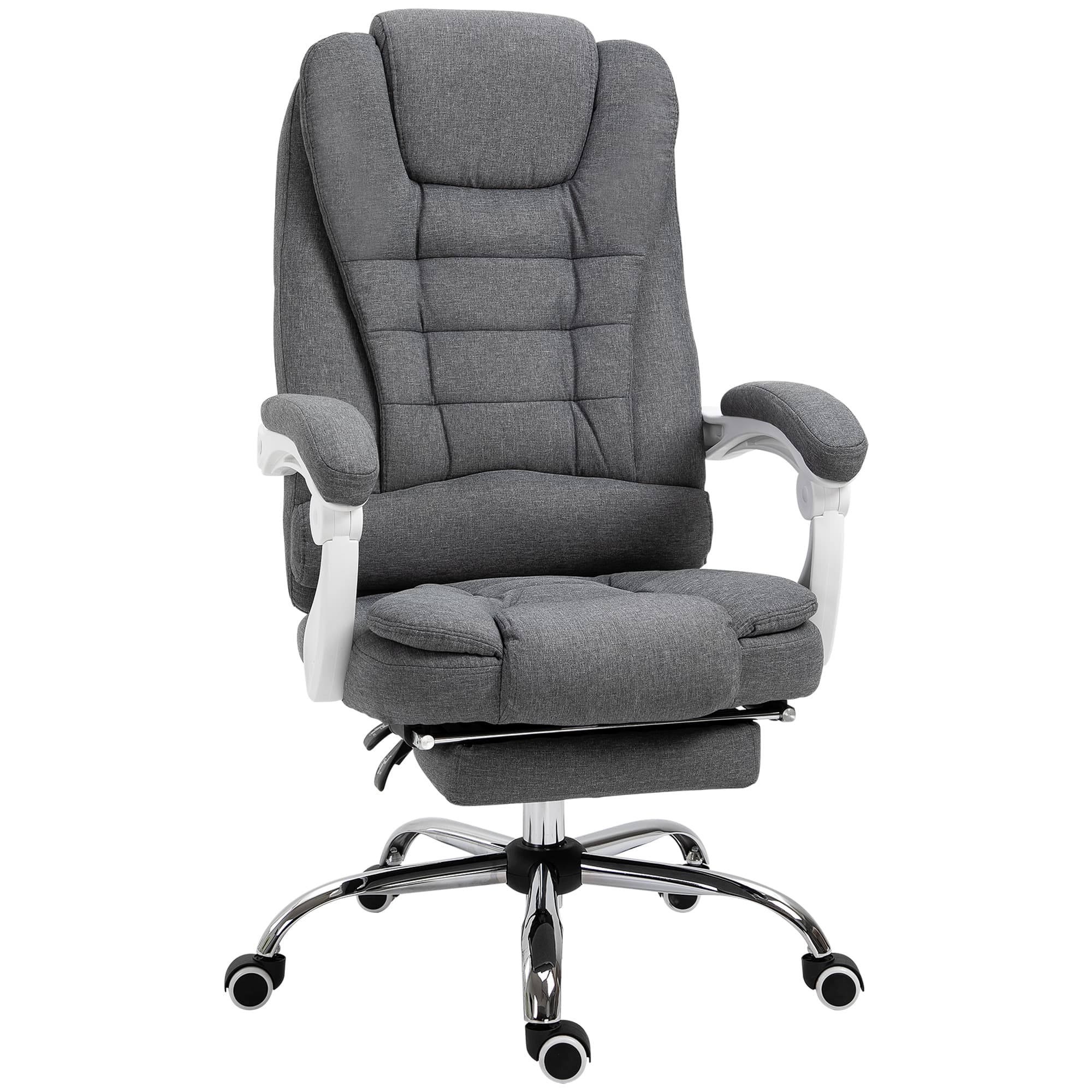 Vinsetto Fauteuil chaise de bureau fauteuil manager avec repose-pied dossier inclinable accoudoirs rembourrés en lin gris Aosom France