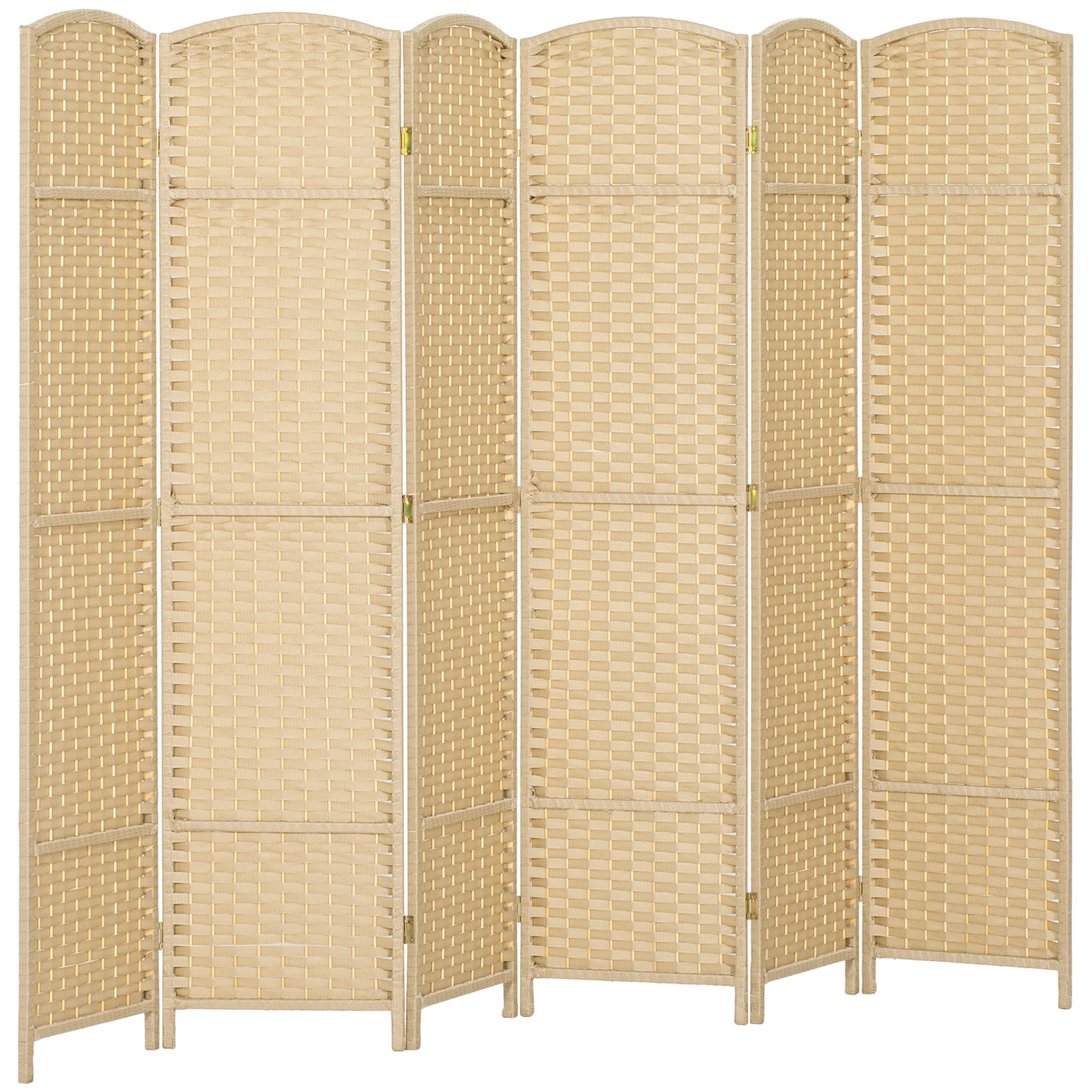 HOMCOM Paravent interieur en bois 6 panneaux 240 x 170 cm séparateur de pièce pliable pour salon, chambre à coucher, naturel