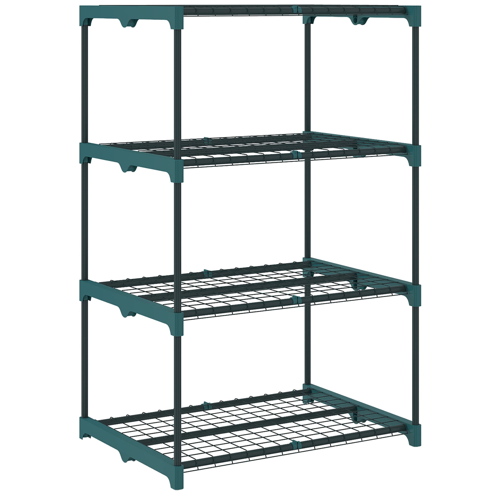 Outsunny Étagère à fleurs en acier 4 niveaux intérieur et extérieur support de plantes pour jardin balcon salon 67x49x105cm vert
