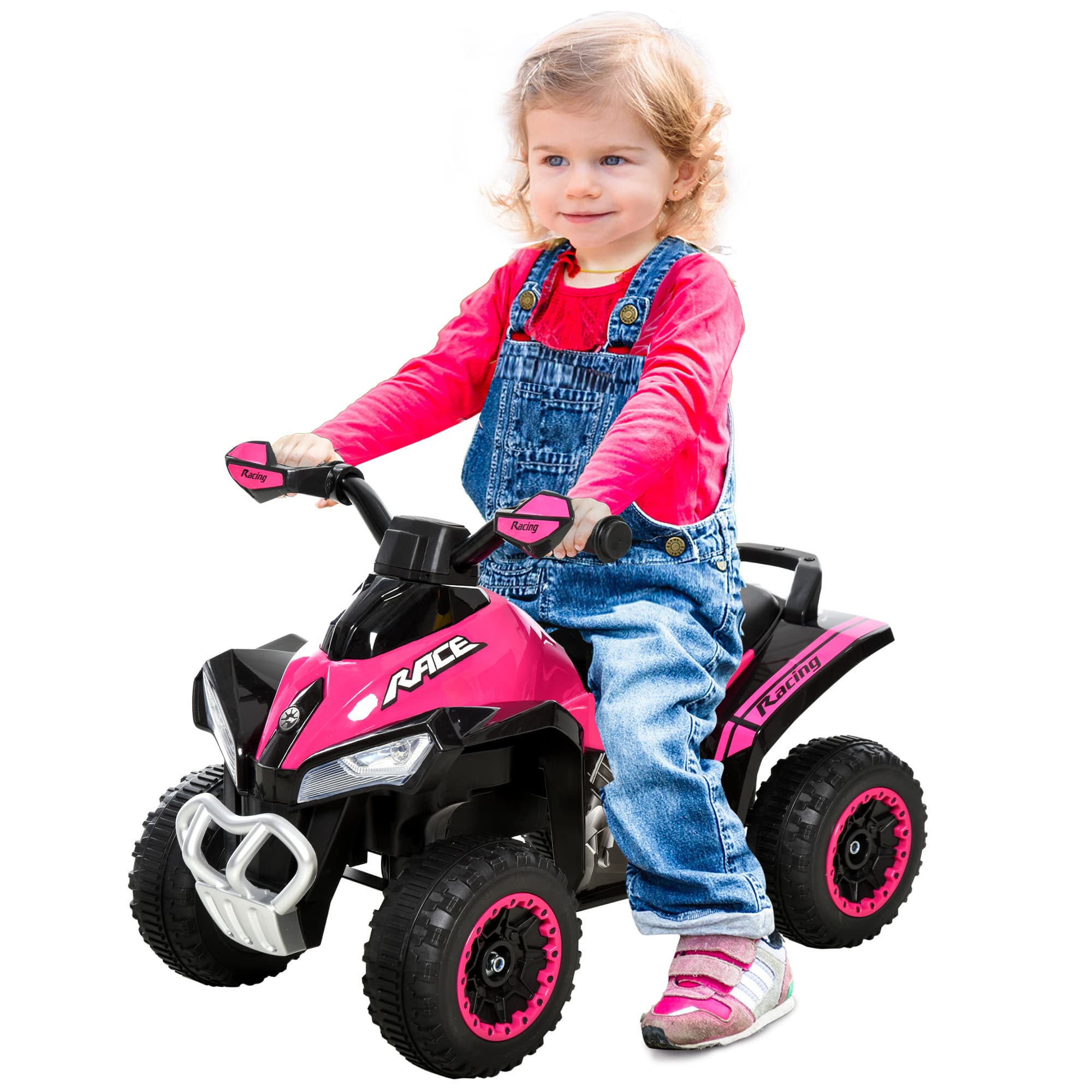 HOMCOM Porteur enfants quad 12-36 mois dim. 67L x 38l x 44H cm effets lumineux et sonores rose noir