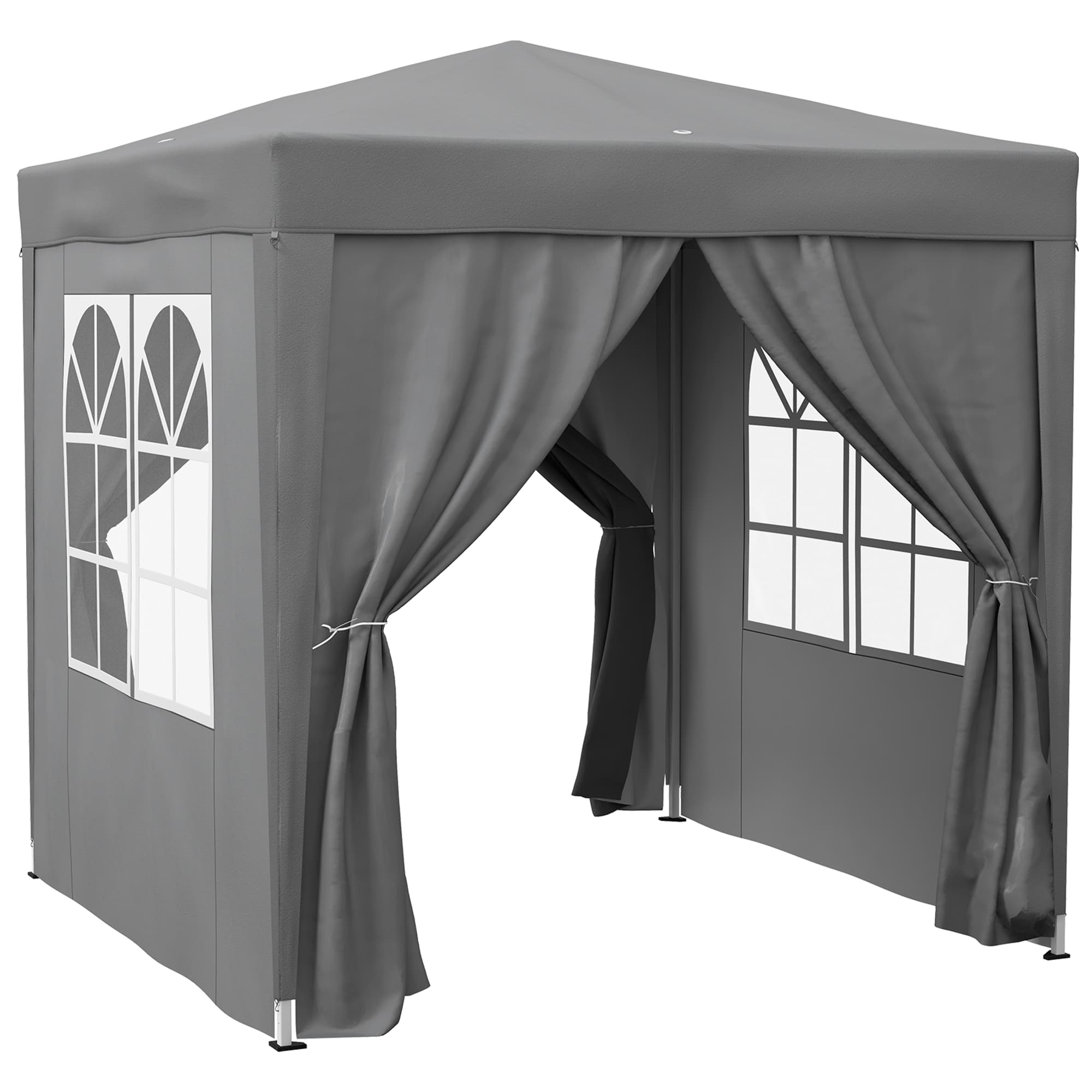 Outsunny Tonnelle de Jardin Tente Pliante Barnum Pop-up 2 x 2 m 4 parois latérales Amovibles 2 fenêtres Sac de Transport, Gris
