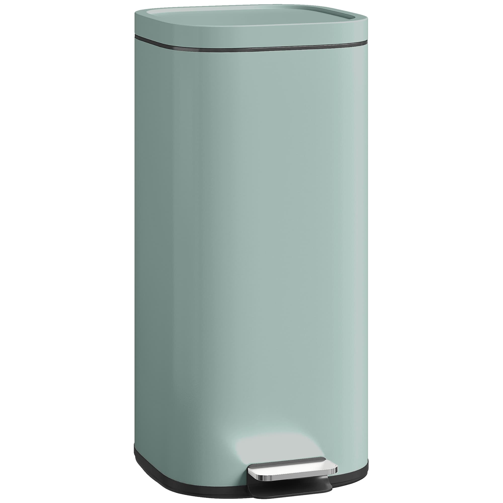 HOMCOM Poubelle de cuisine 30 L à pédale avec couvercle, fonction Soft-Close et maintien ouvert pour cuisine, maison