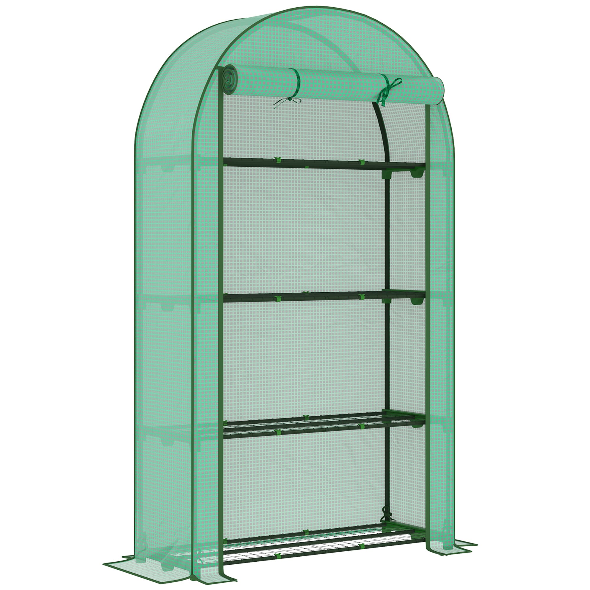 Outsunny Serre de jardin serre de balcon avec étagères à 4 niveaux, bâche en PE pour légumes, plantes,105 x 45 x 160 cm, vert