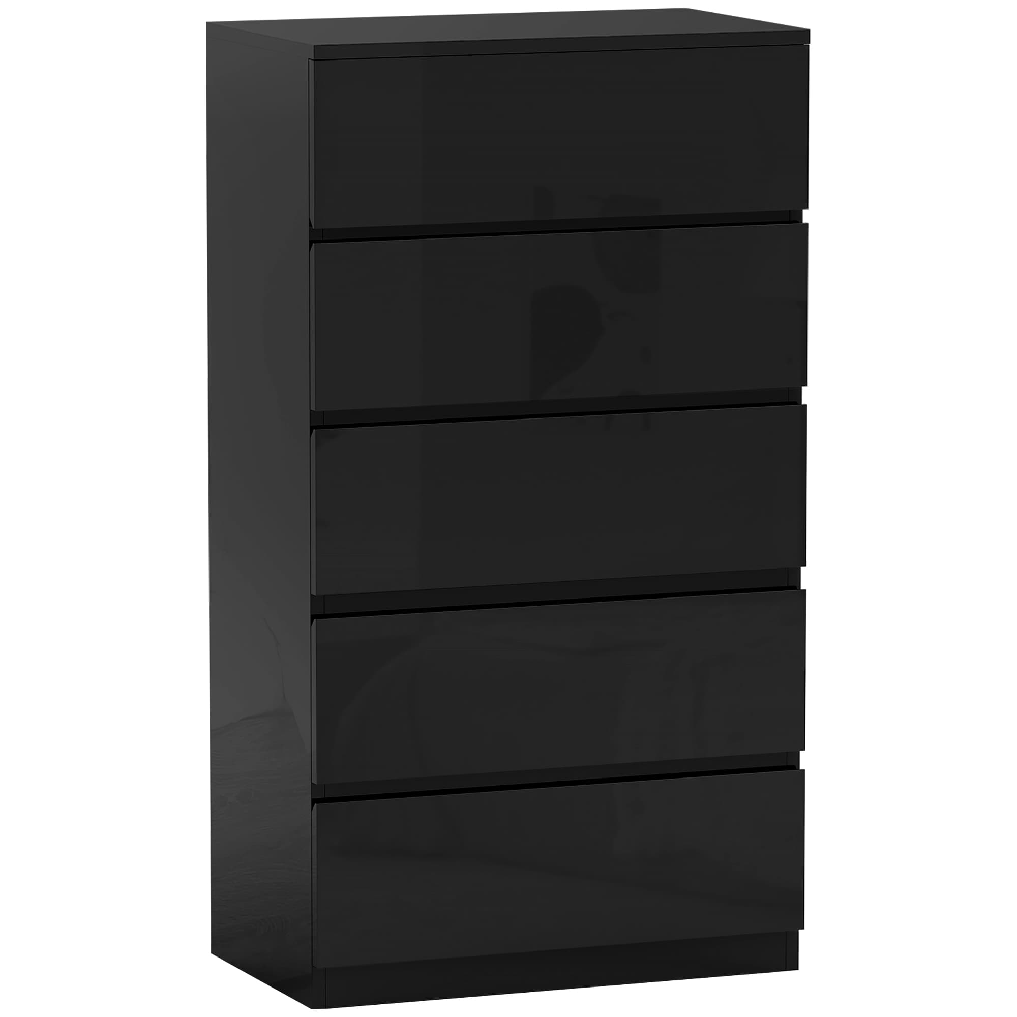 HOMCOM Commode 5 tiroirs en bois, commode pour chambre moderne et polyvalente, 55x34x100 cm, Noir