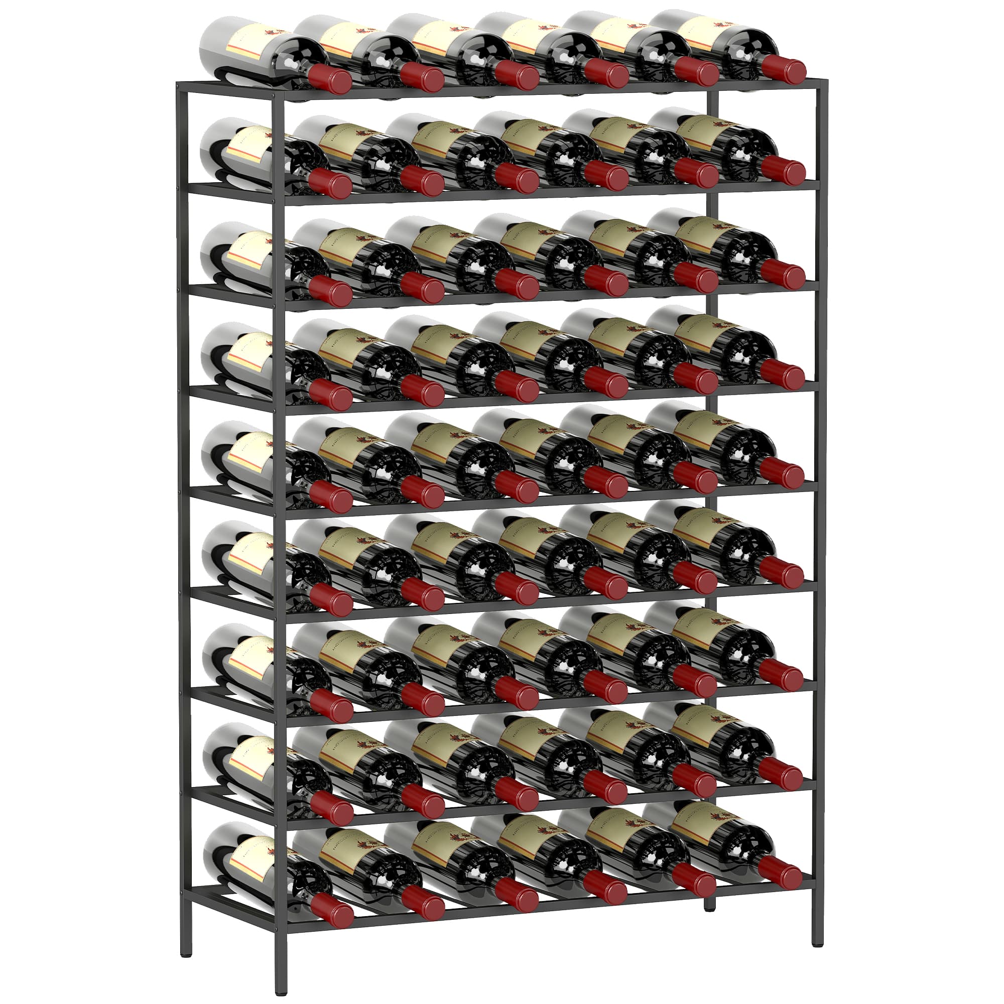 HOMCOM Étagère à vin rack pour bouteilles range-bouteilles capacité 54 bouteilles dim. 63L x 25l x 91H cm métal noir