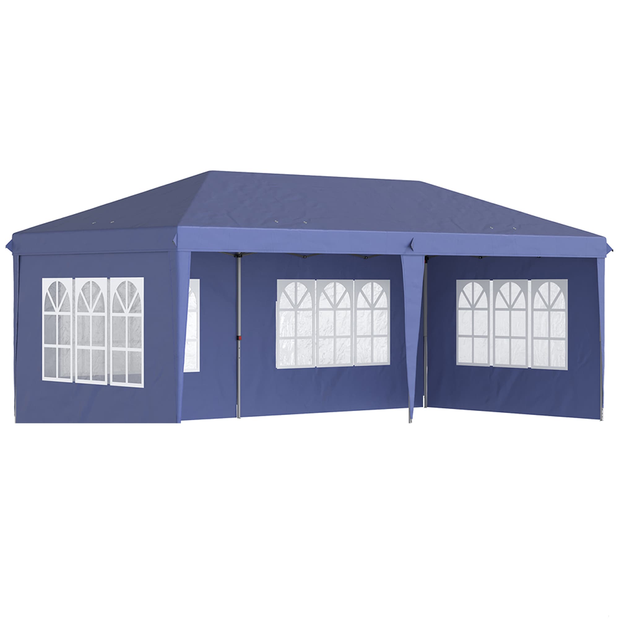 Outsunny Tonnelle pop-up pliante - tente de réception - 3 x 6 m 3 cotés démontables bleu