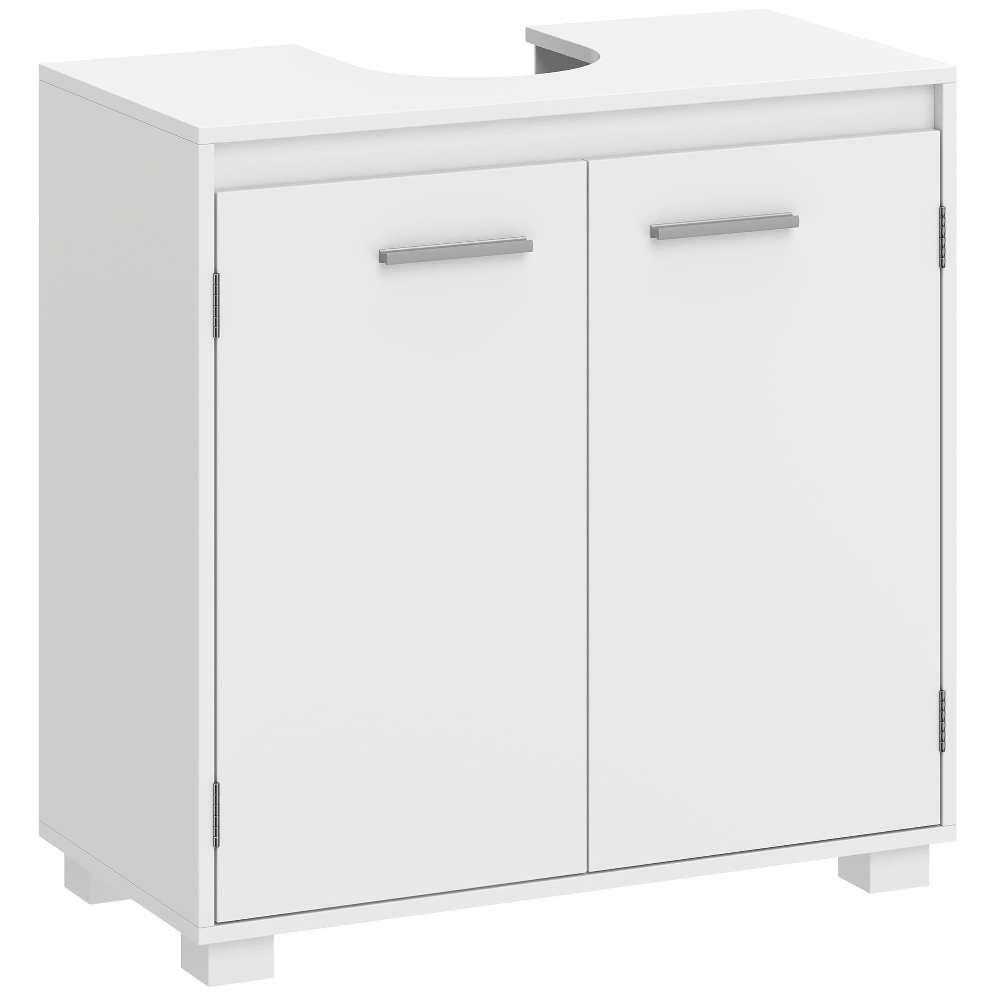 HOMCOM Meuble sous-lavabo de salle de bain moderne indépendant avec découpe en U étagère réglable Blanc