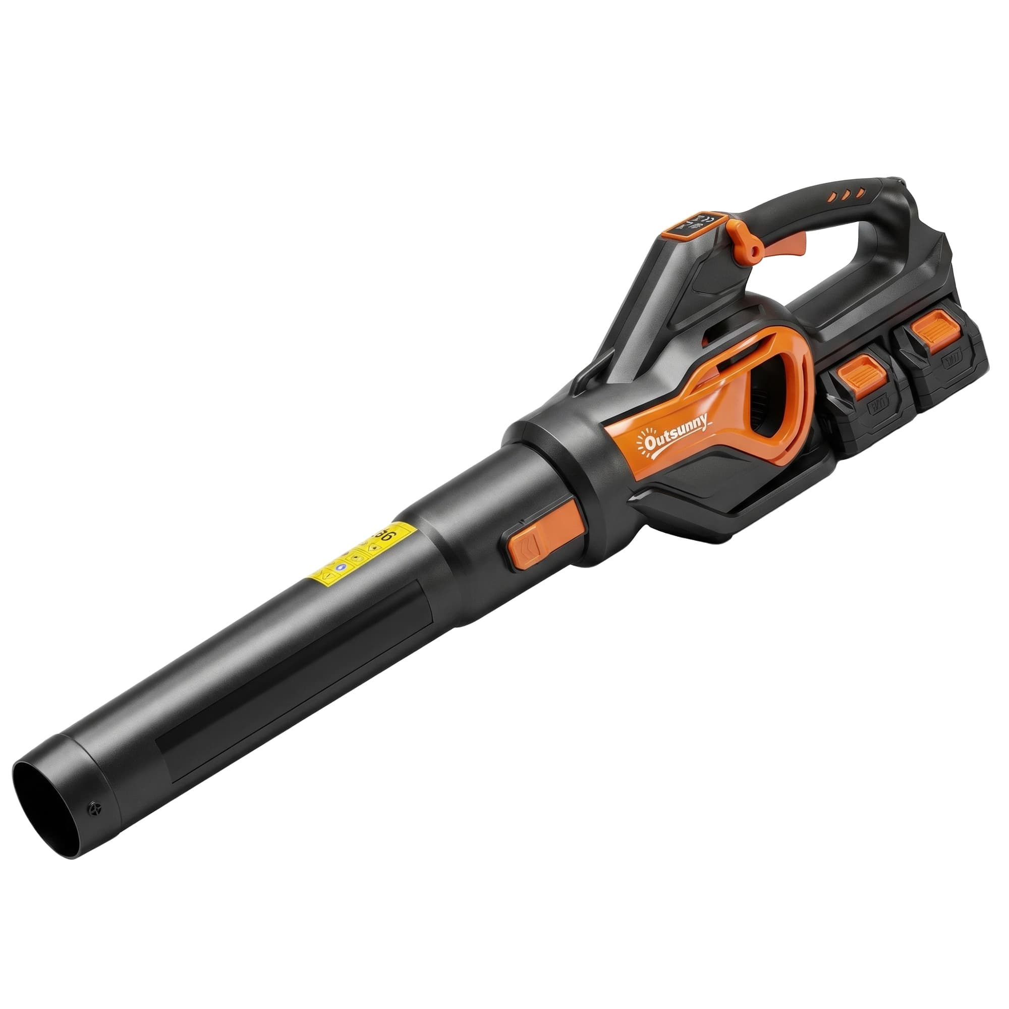 Outsunny Souffleur de feuilles sans fil avec 2 batteries de 4000mAh et chargeur, souffleur de jardin léger 20V Orange