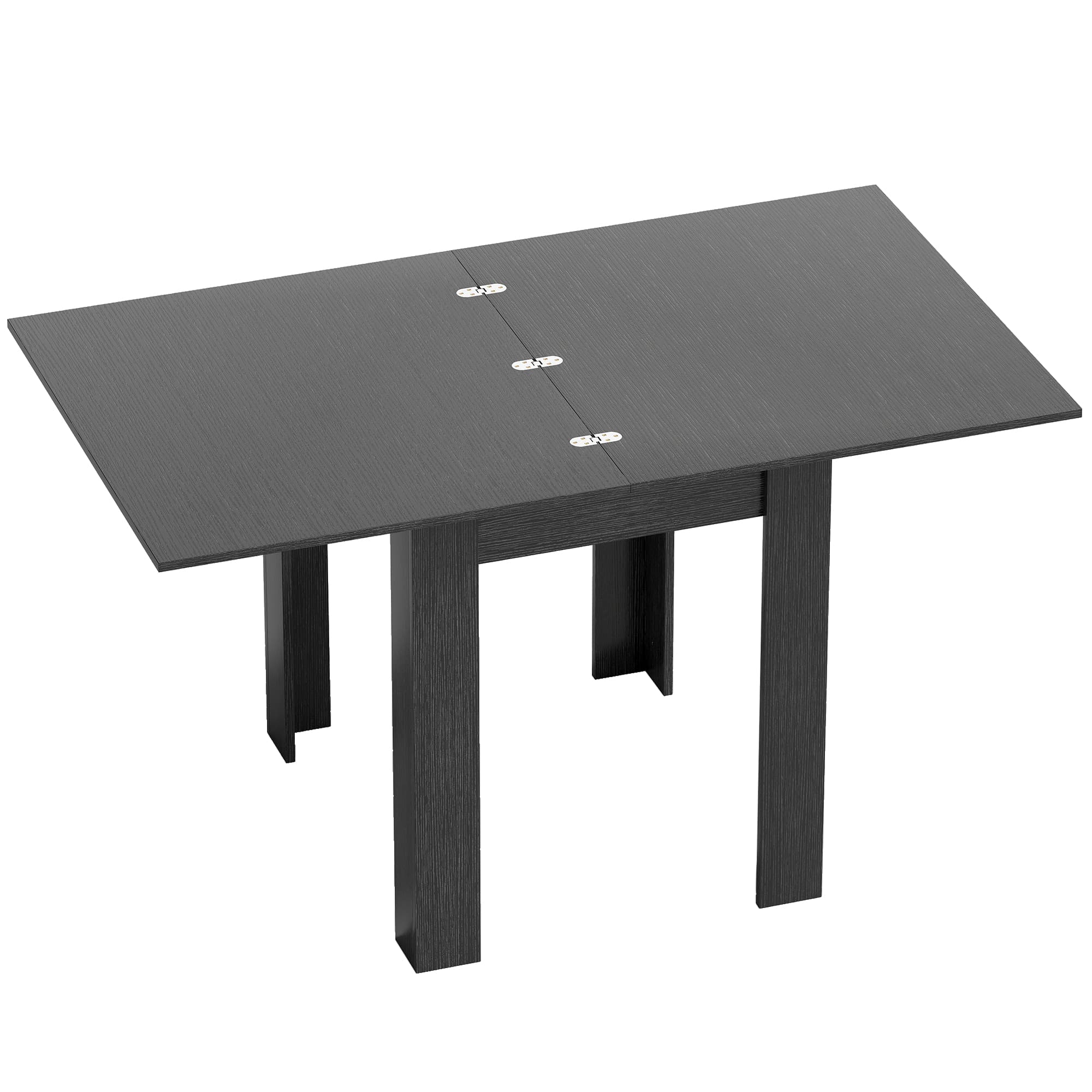 HOMCOM Table à Manger Extensible pour 4-6 Personnes en Bois et Acciaio, 140x80x77.5 cm, Noir