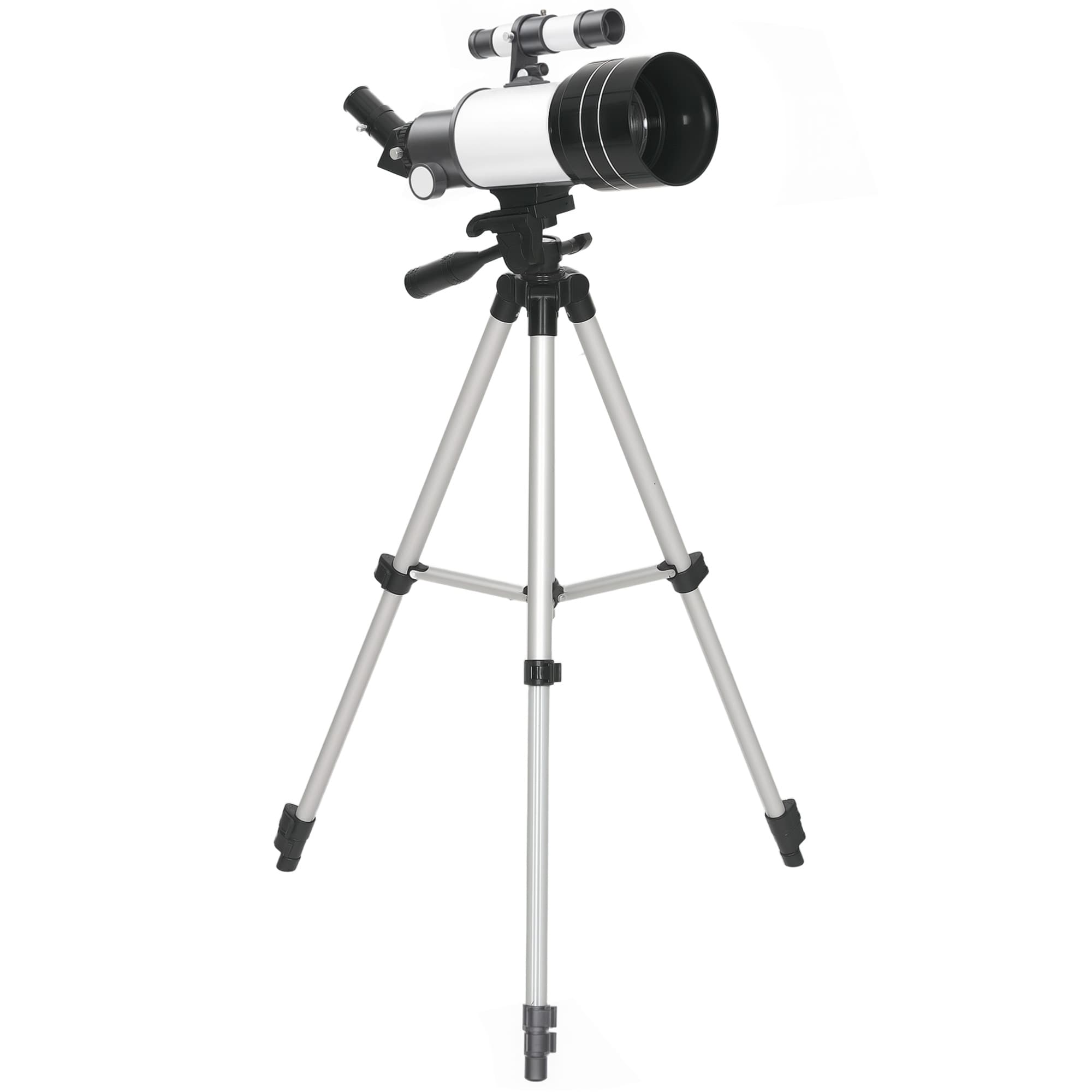 Outsunny Télescope Astronomique 70 mm, Télescope Réfracteur 100X/50X/30X avec 3 Oculaires, Monture AZ 300 mm, 76x76x133cm, Blanc