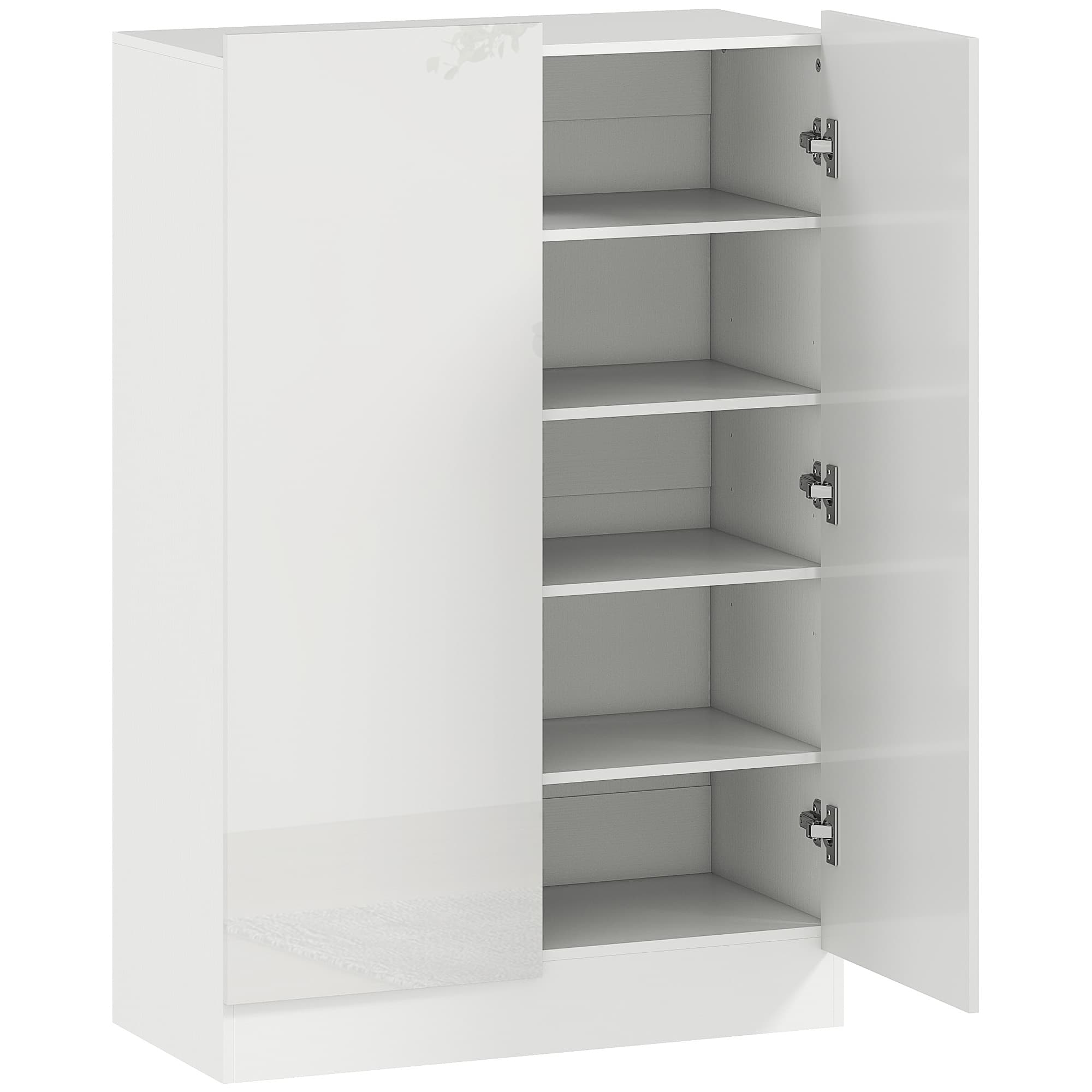 HOMCOM Meuble à chaussures 20 paires armoire à chaussures à haute brillance 5 niveaux étagères réglables 72x34,5x103cm blanc