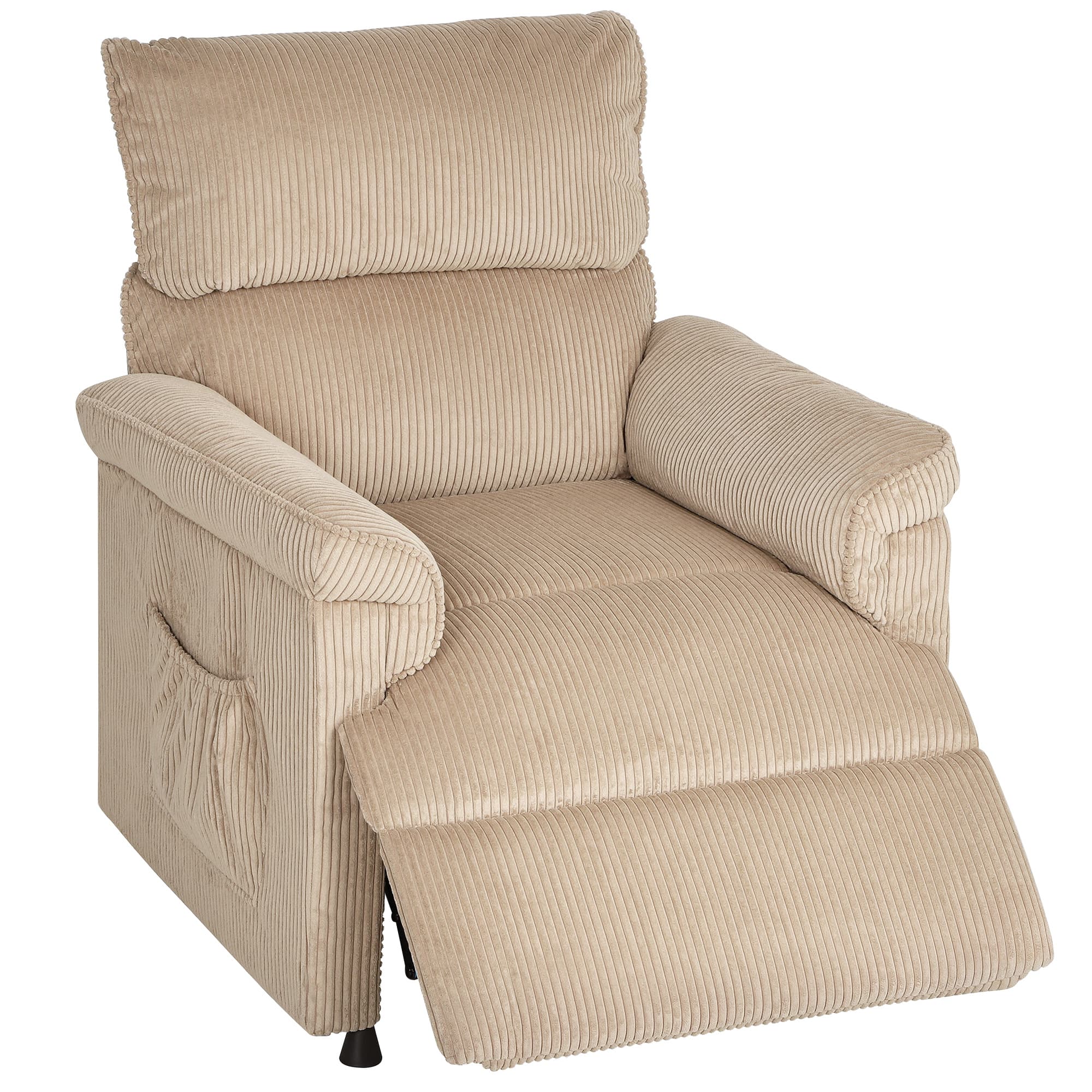 HOMCOM Fauteuil relax électrique massant et chauffant, fauteuil inclinable en velours côtelé, moteur ultra-silencieux, marron