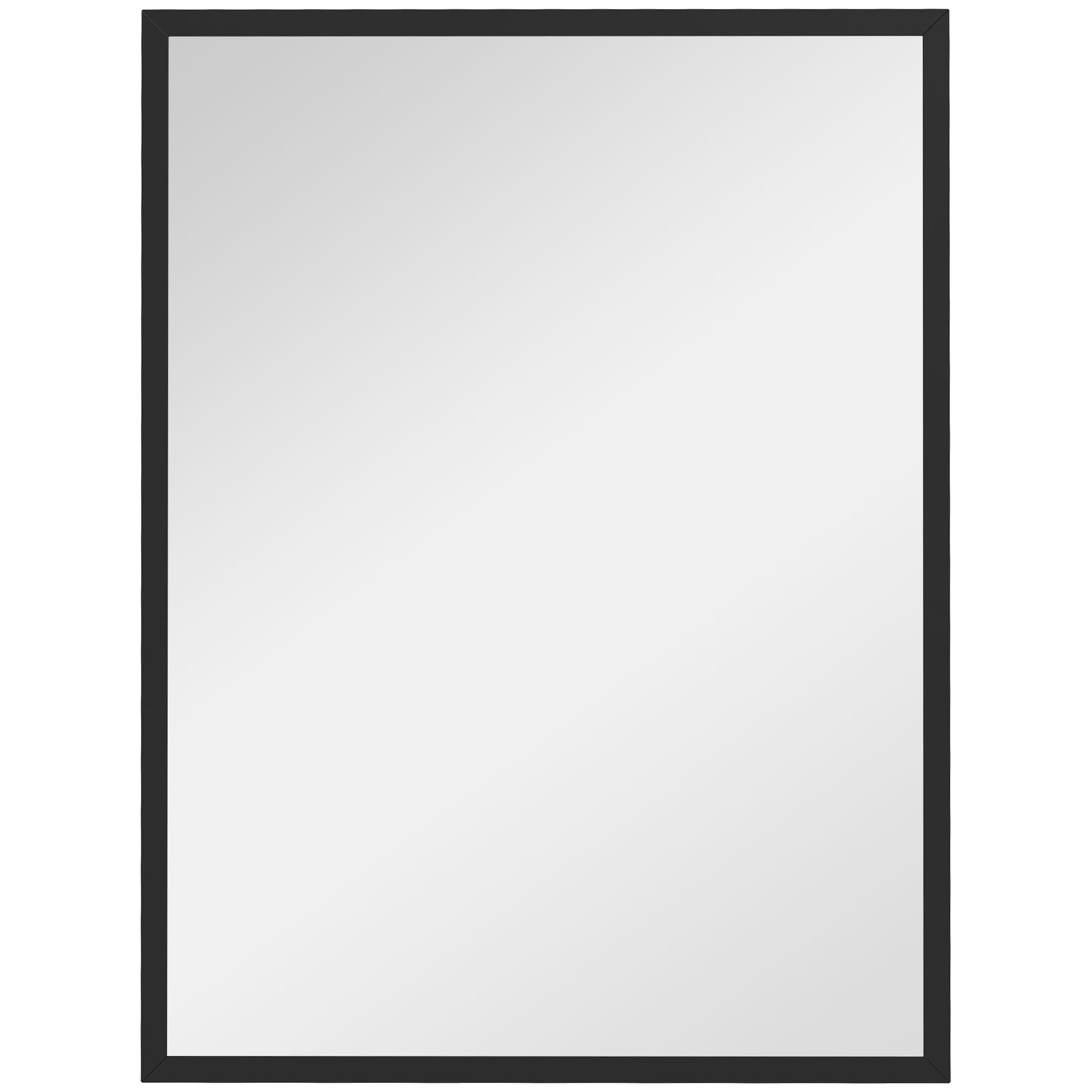HOMCOM Miroir mural rectangulaire 80 x 60 cm, cadre en bois noir, idéal pour la salle de bain, salon ou chambre