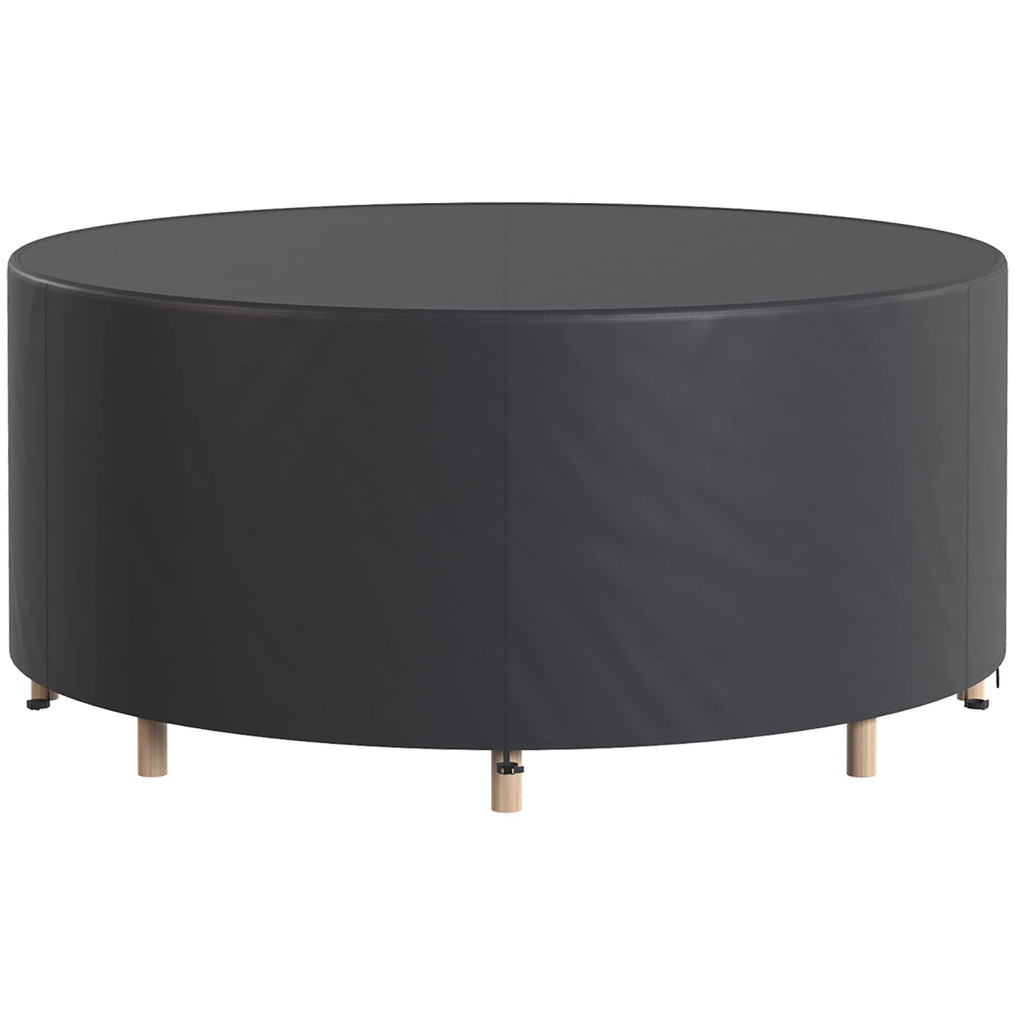 Outsunny Housse de mobilier de jardin imperméable pour table ronde, tissu Oxford 420D pour jardin extérieur, Ø200 x 80 cm, noir