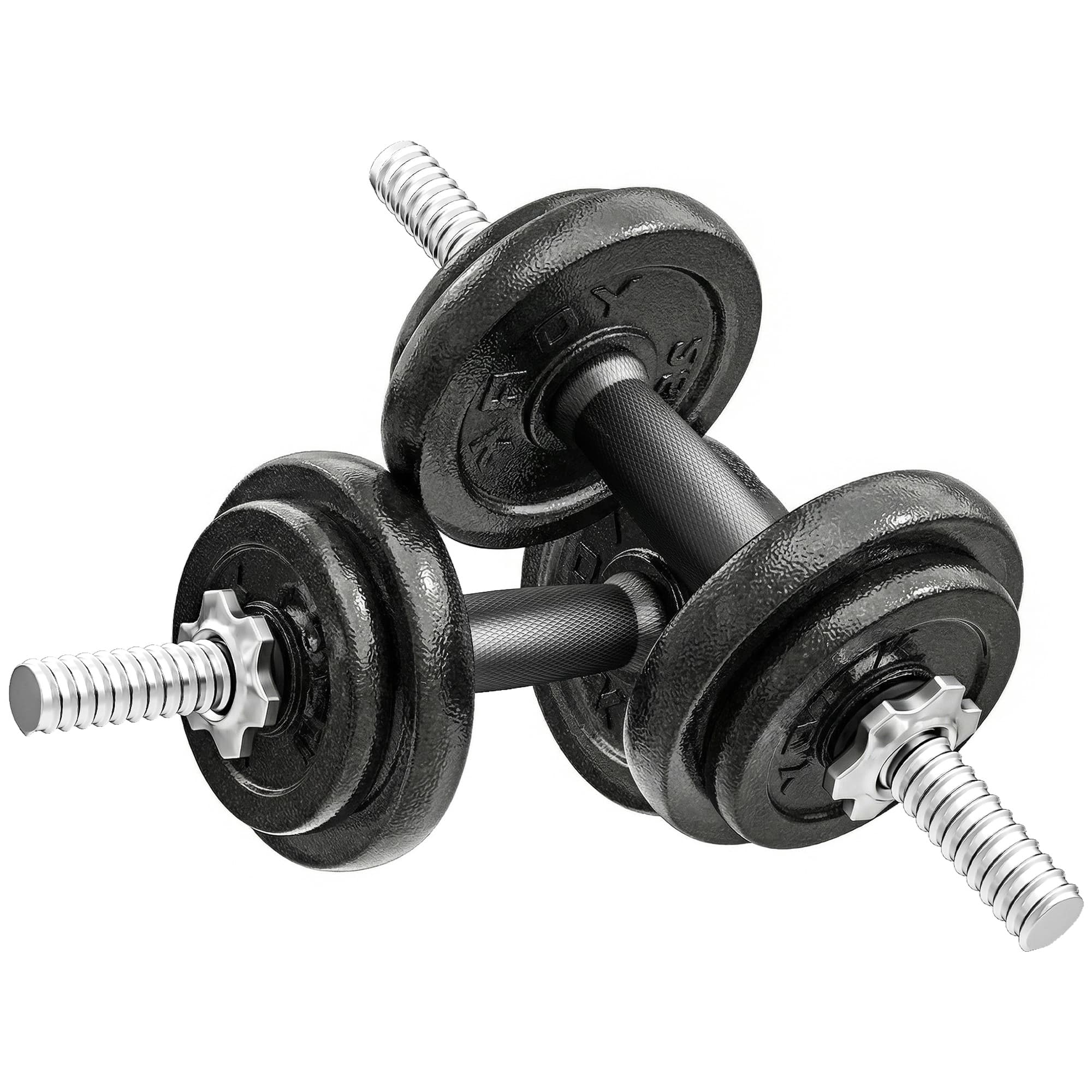 SPORTNOW Ensemble d'haltères 2-en-1 20kg poids réglable kit haltères musculation barre d'extension poignée antidérapante noir