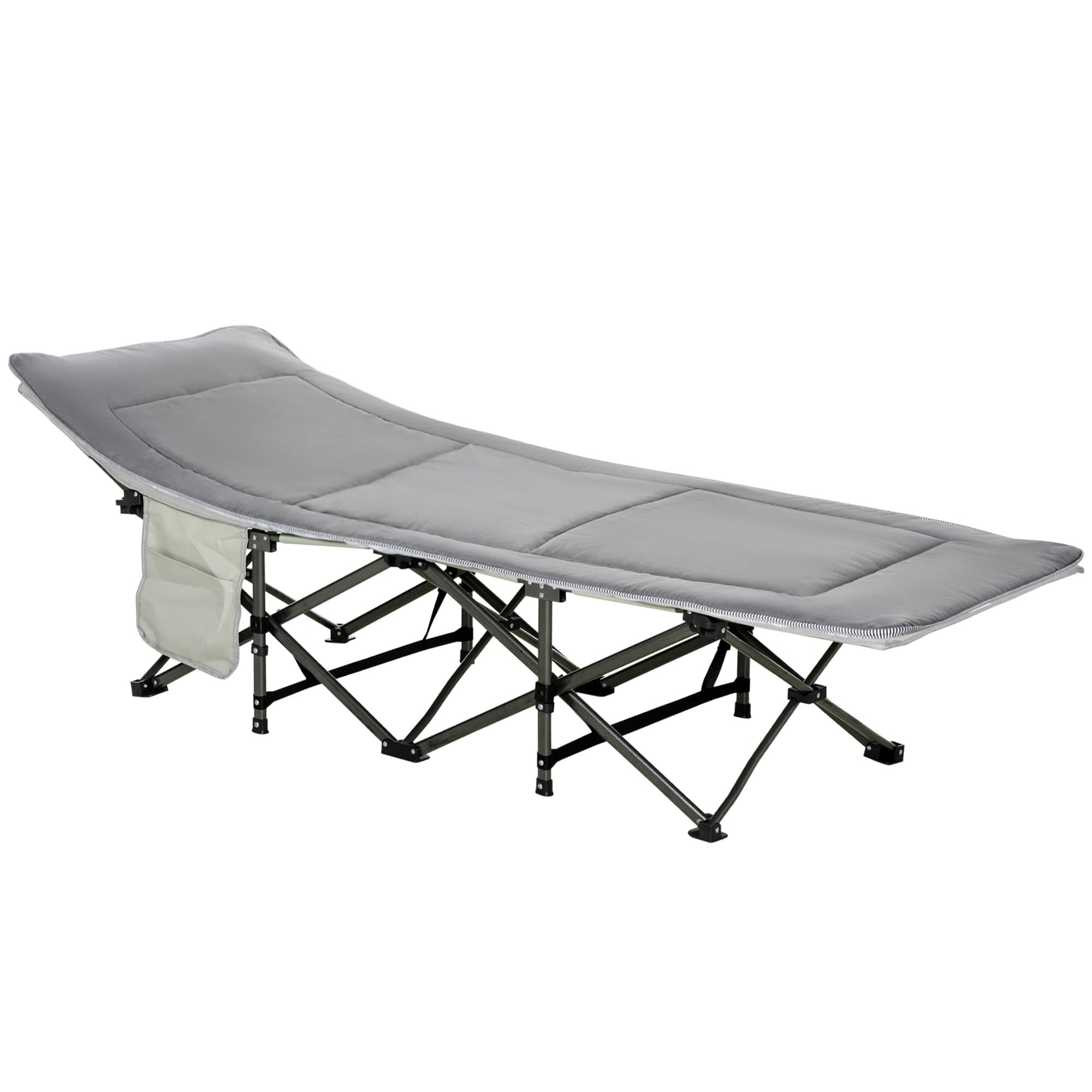 Outsunny Bain de Soleil Transat Chaise Longue Pliable Luxe Matelas Double Oreiller + Pochette Latérale + Sac Aosom France
