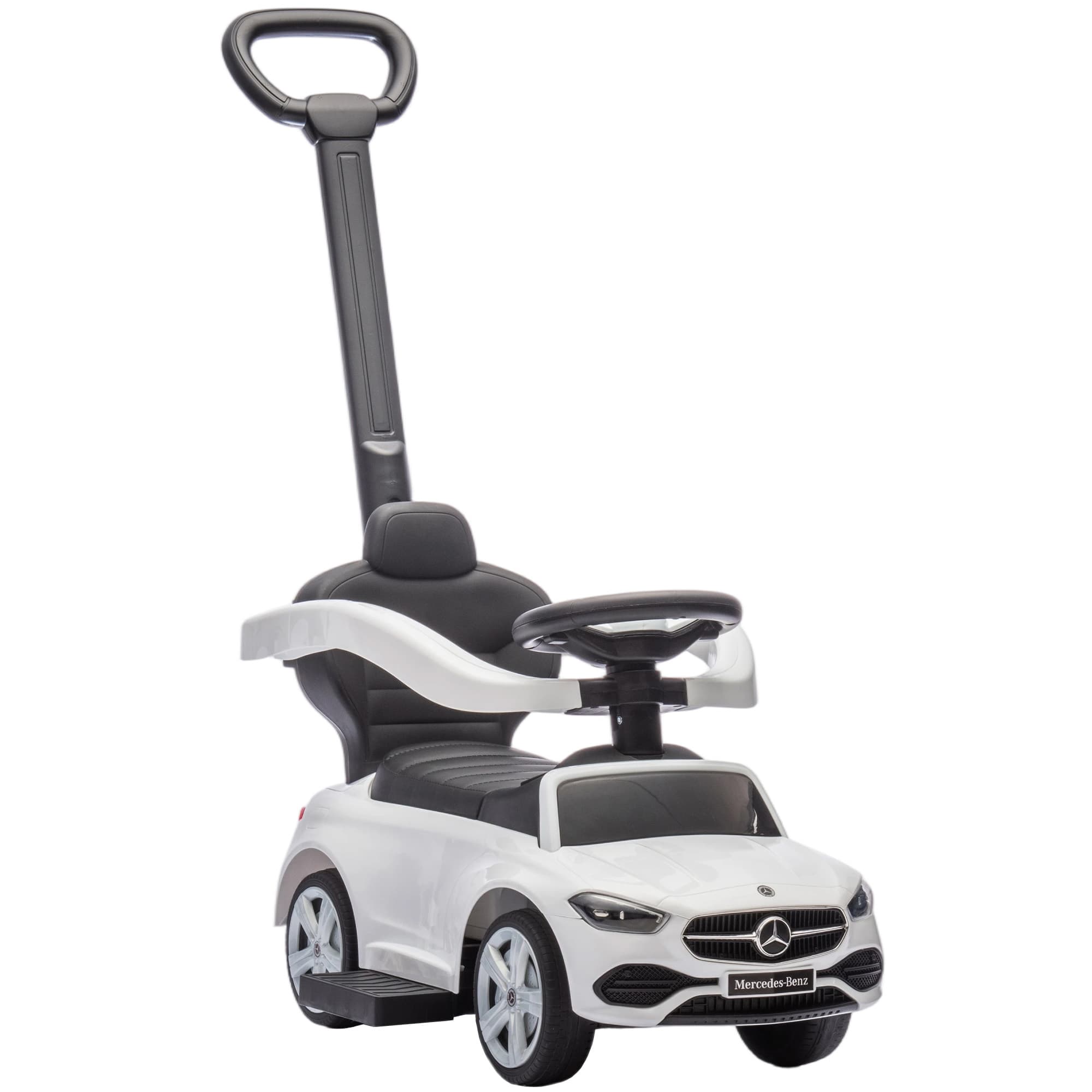 AIYAPLAY Porteur Enfants Mercedes-Benz sous Licence, Porteur Voiture à Pousser avec Poignée Amovible, 91 x 40 x 83 cm, Blanc