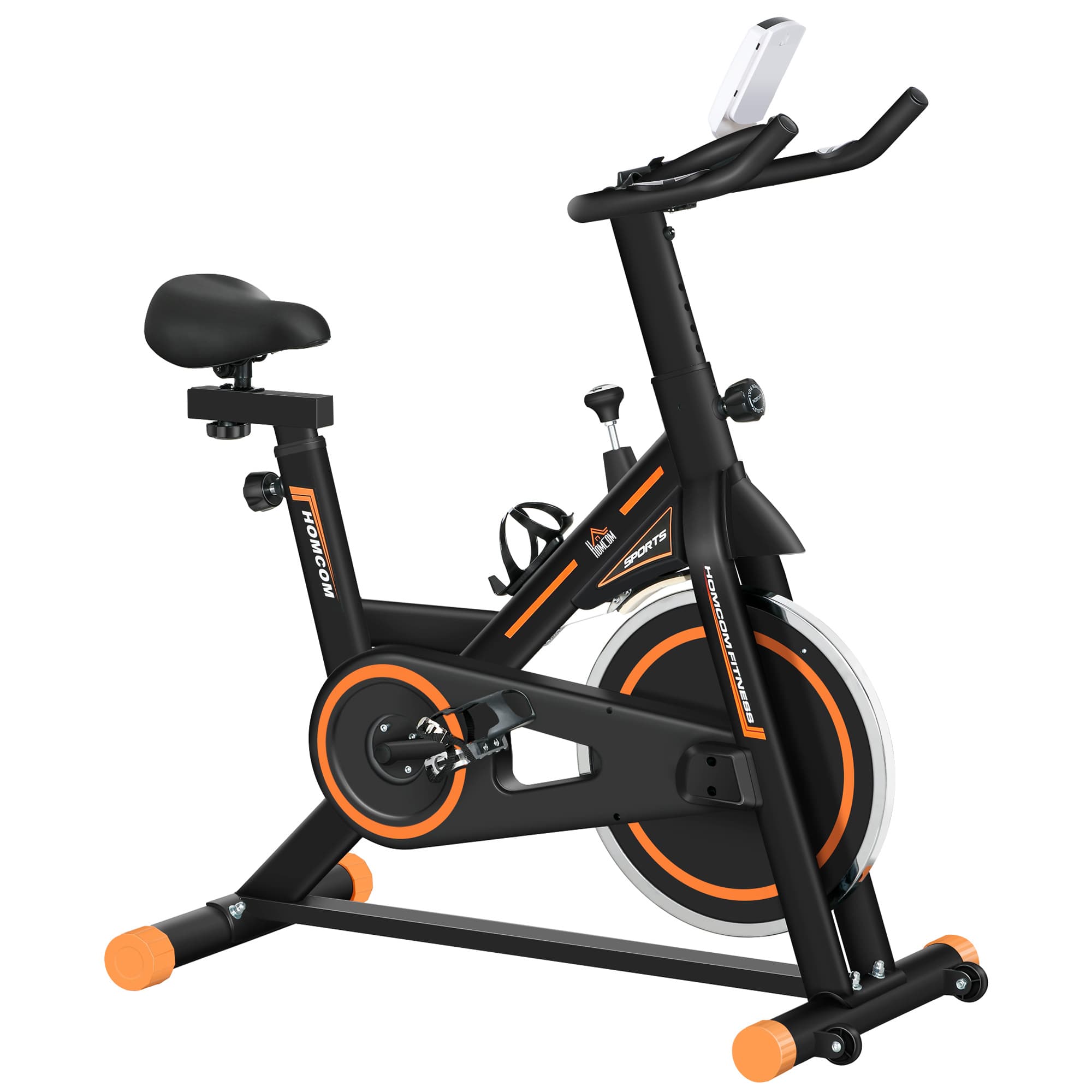 HOMCOM Vélo d'appartement pour la maison vélo de fitness d'intérieur silencieux résistance réglable acier 103 x 48 x 115cm noir