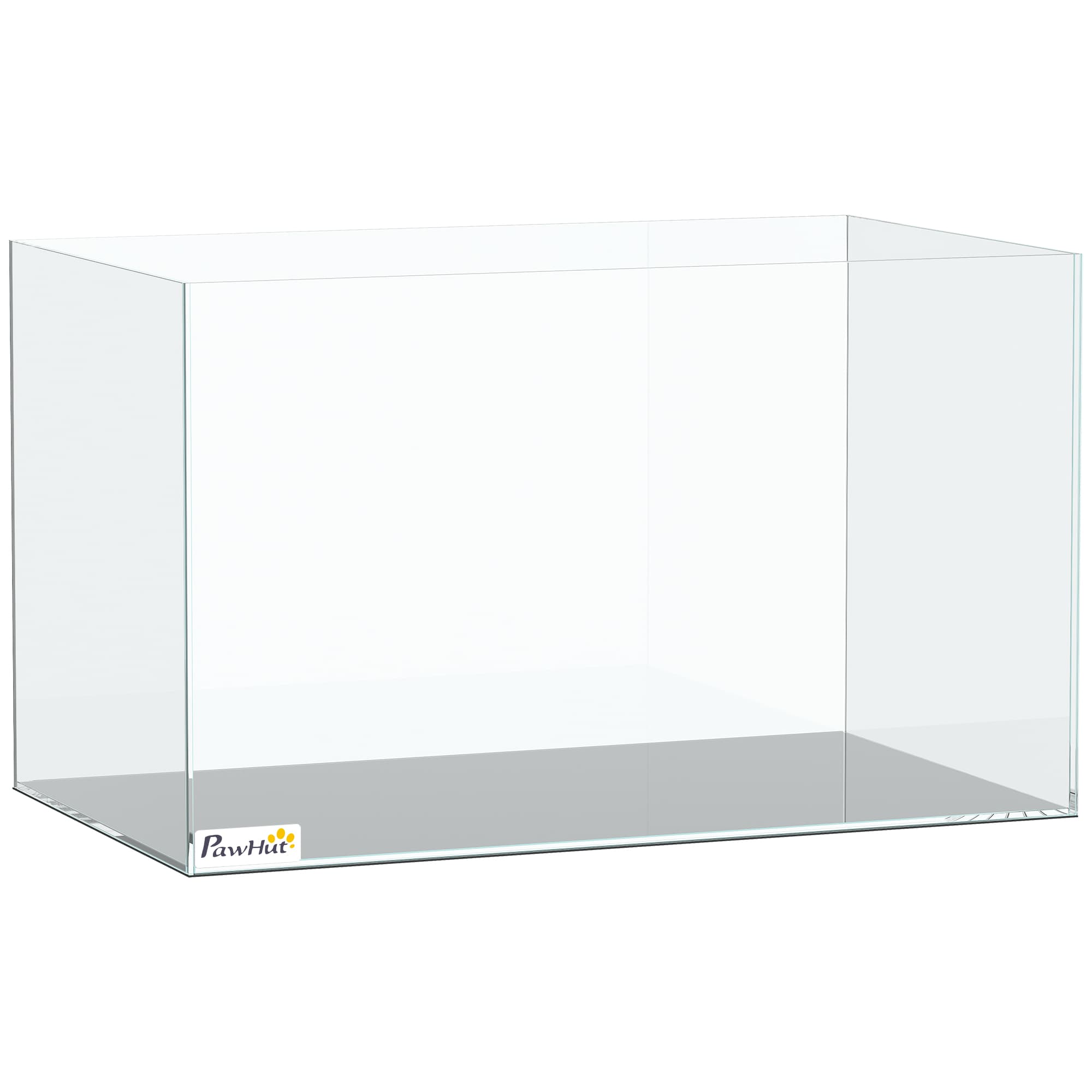 PawHut Aquarium 43L en Verre Trempé avec Tapis de Protection Pour Poissons, Crevettes, Tortues, 50 x 30 x 30 cm, Transparent