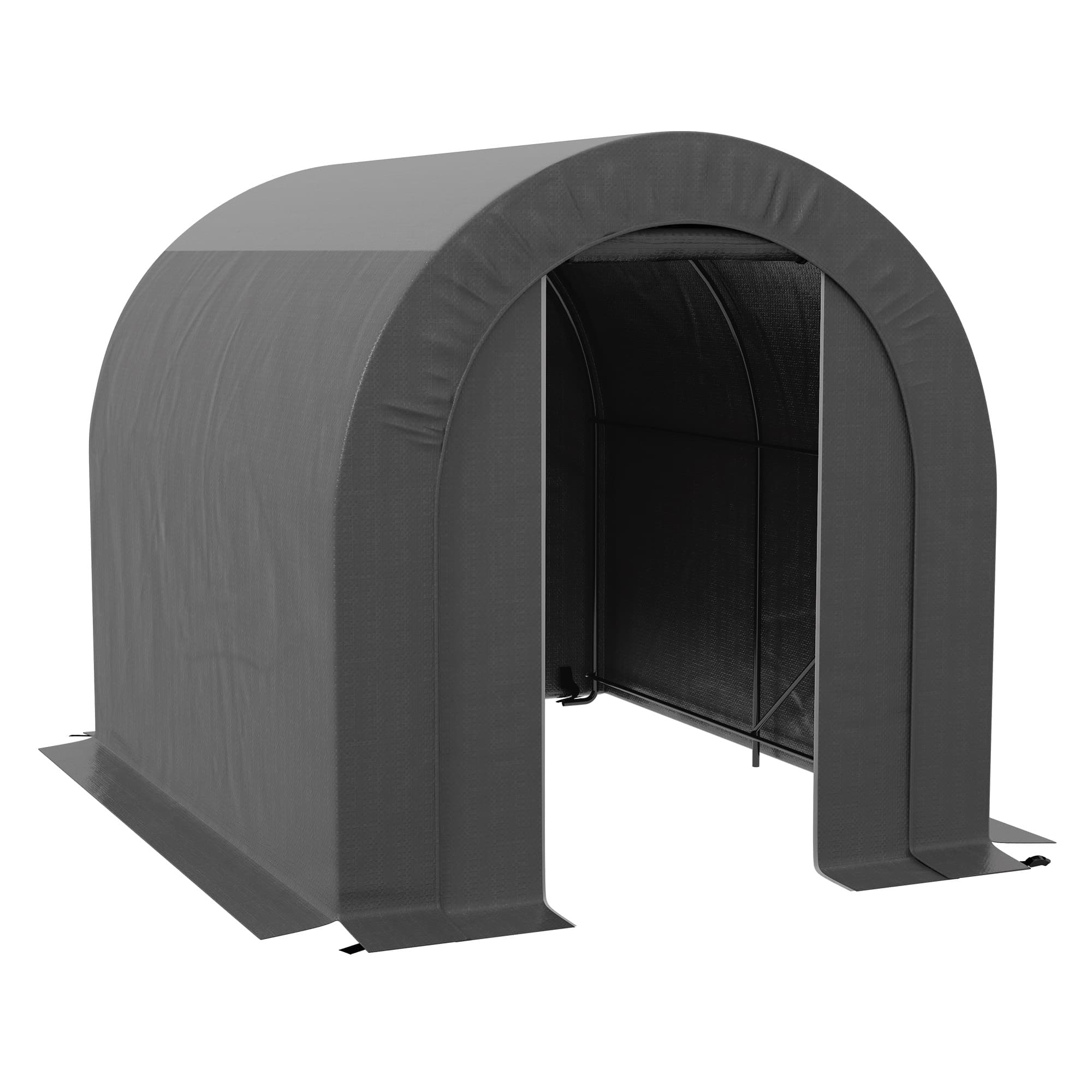 Outsunny Abri de jardin tente de rangement extérieur abri de vélo garage pour vélo bâche en PE métal 2,4 x 1,8 x 1,9 m gris foncé