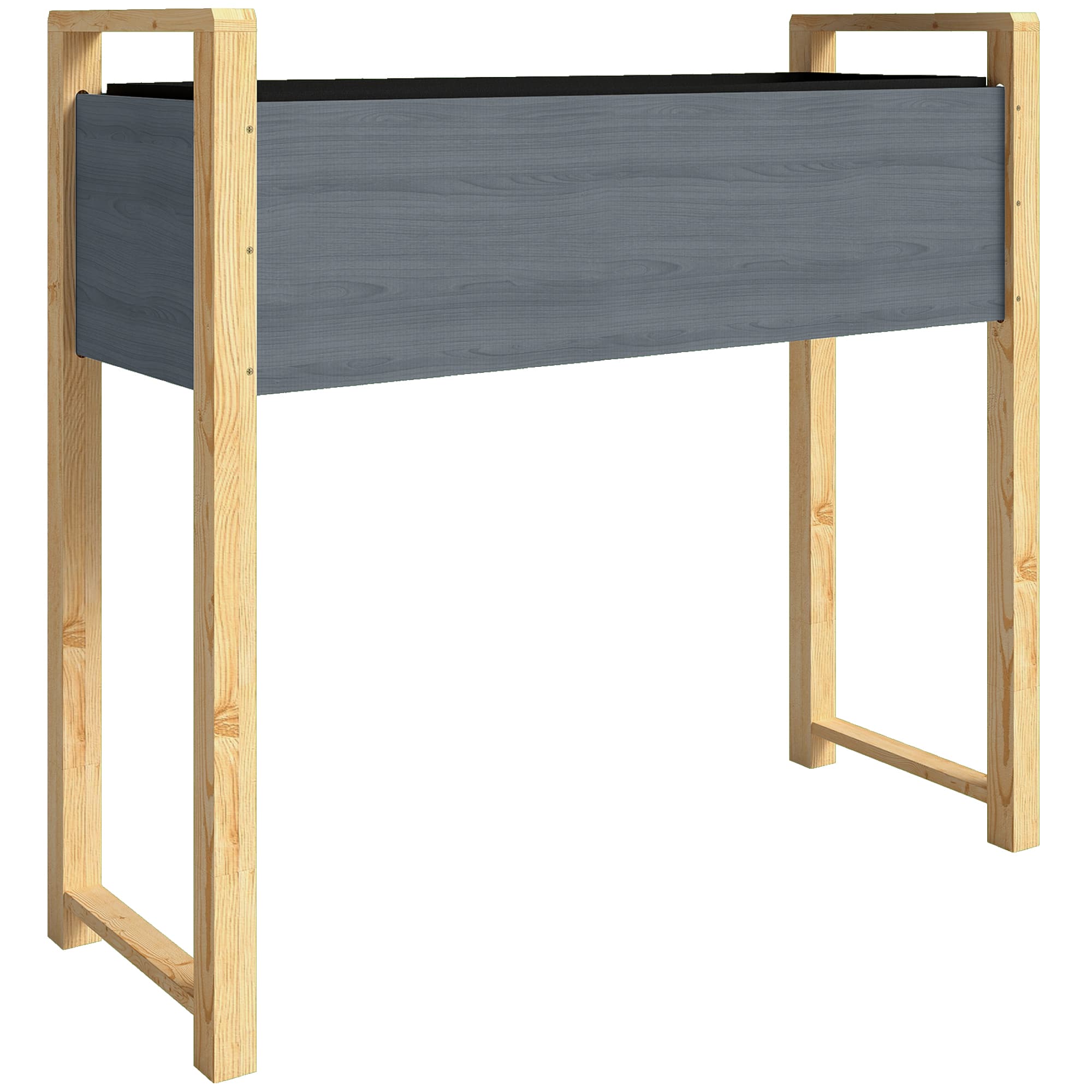 Outsunny Carré Potager avec pieds Lit de Jardin Surélevé 4 trous de drainage et Tissu non tissé, 98 x 37 x 90 cm, gris