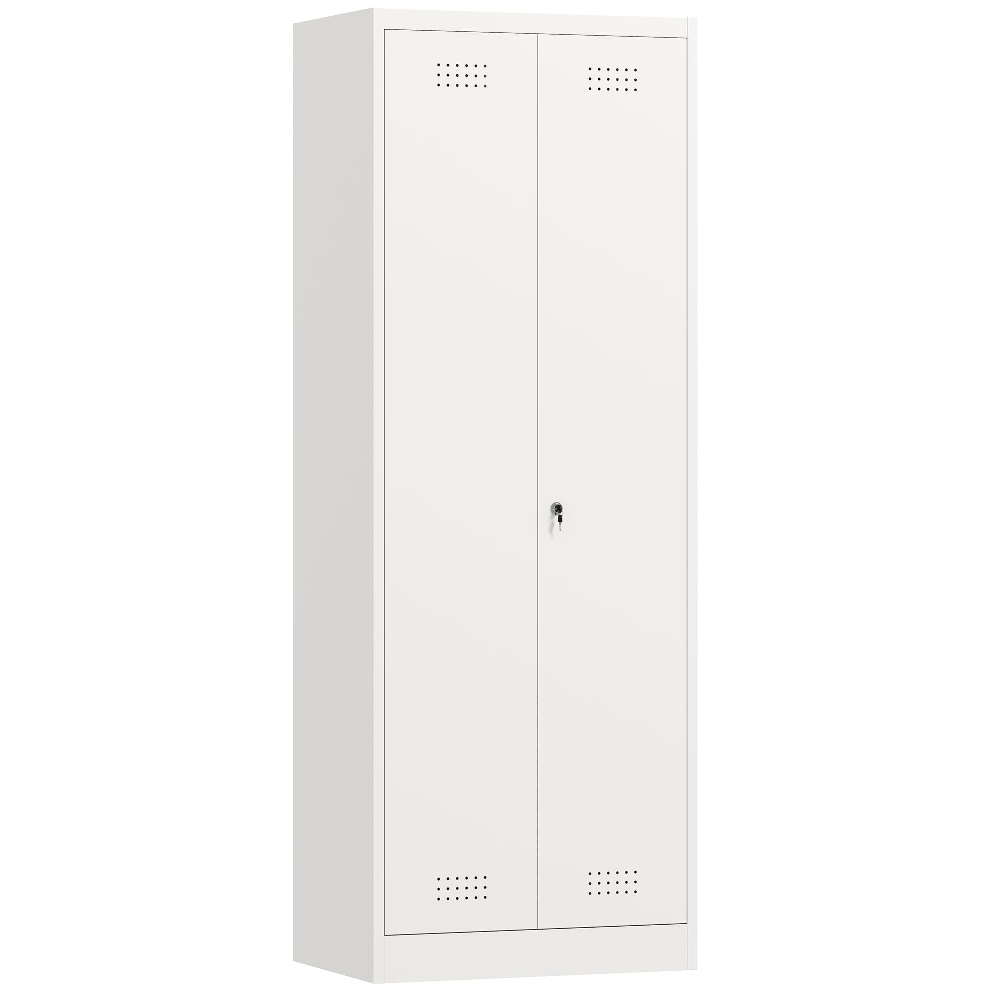 HOMCOM Armoire à outils en acier avec serrure, portes et étagères réglables, capacité 80 kg, crème